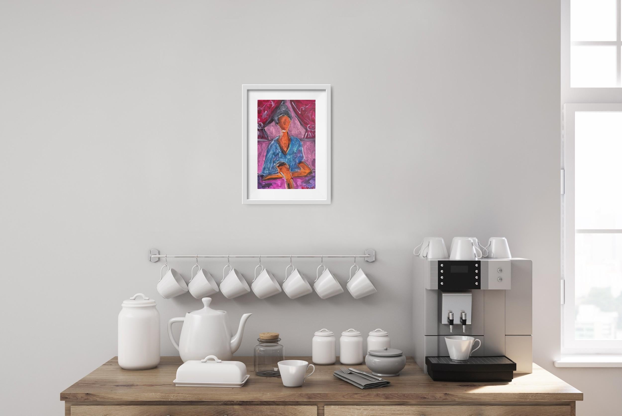 Acuarela figurativa mujer pintura sobre papel 