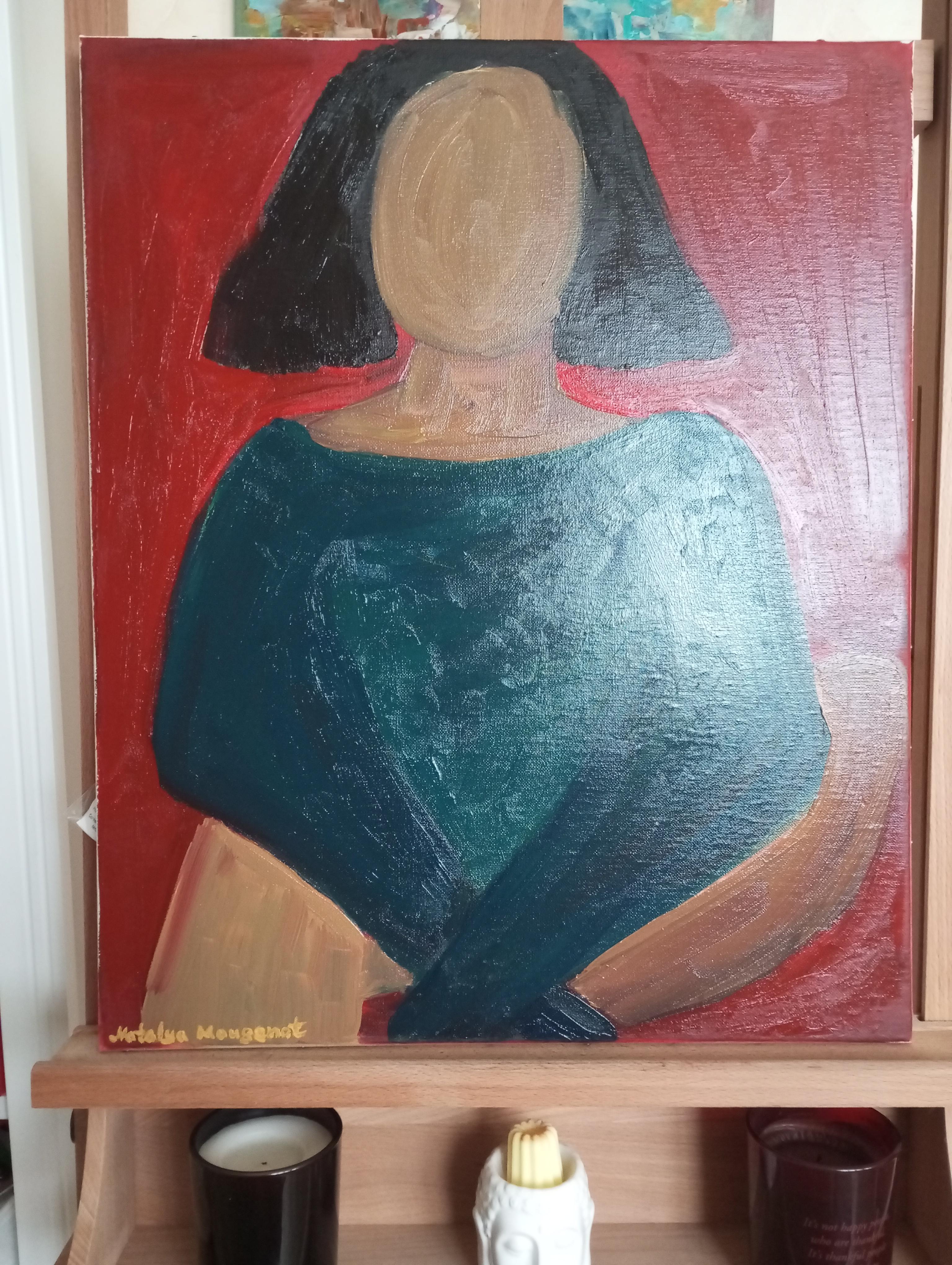 Retrato figurativo contemporáneo al óleo de una mujer 8