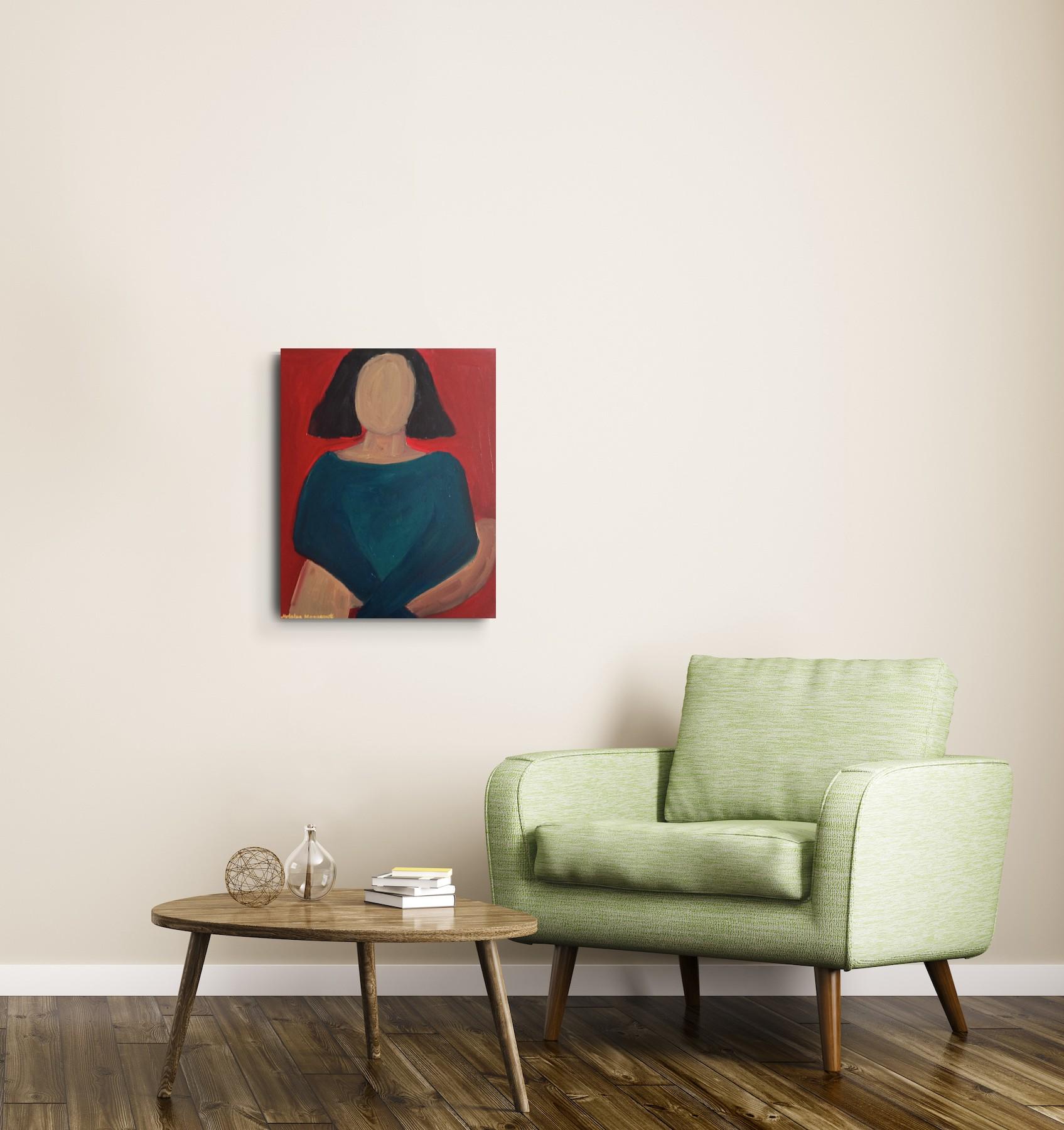 Retrato figurativo contemporáneo al óleo de una mujer - Painting de Natalya Mougenot 
