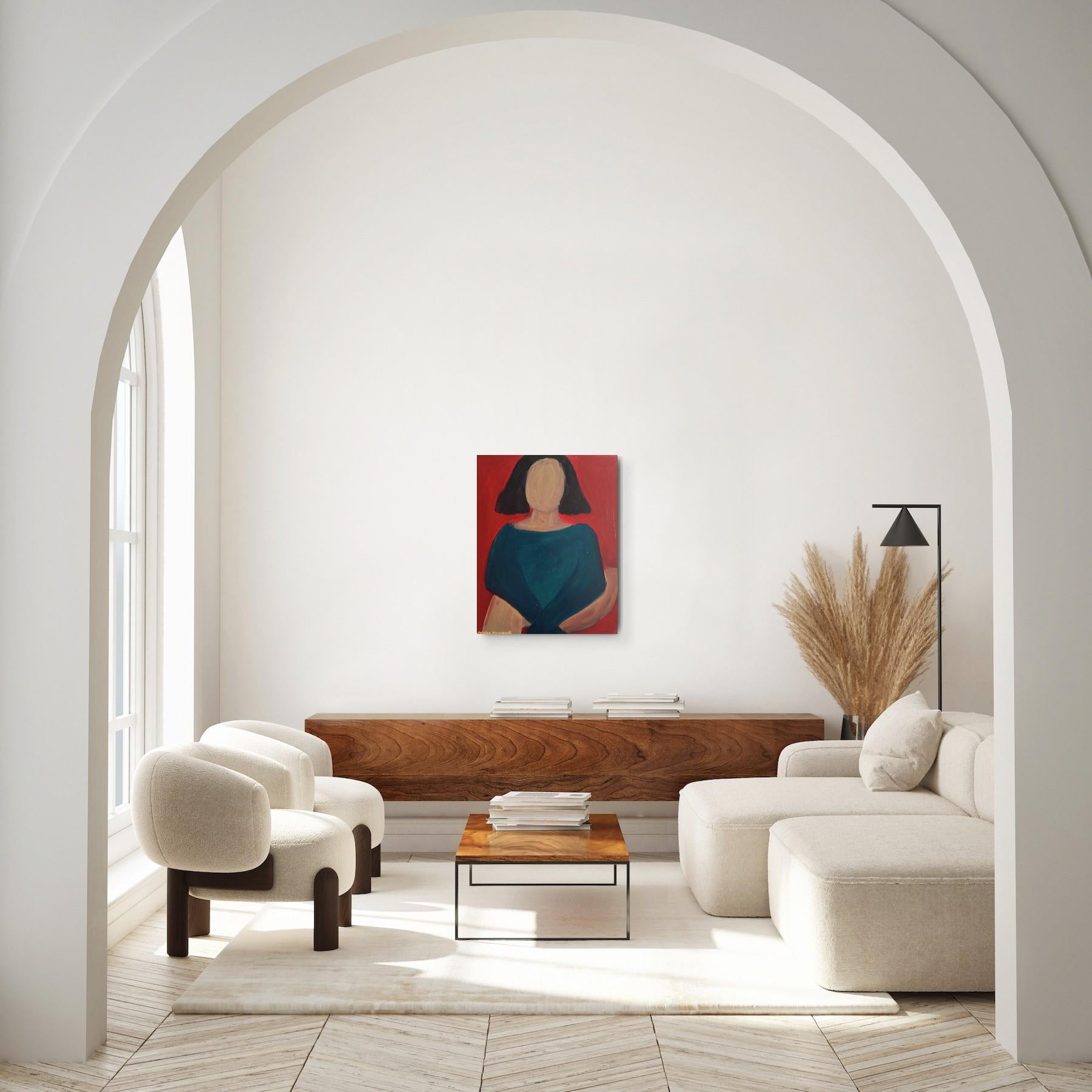 Retrato figurativo contemporáneo al óleo de una mujer - Painting Contemporáneo de Natalya Mougenot 