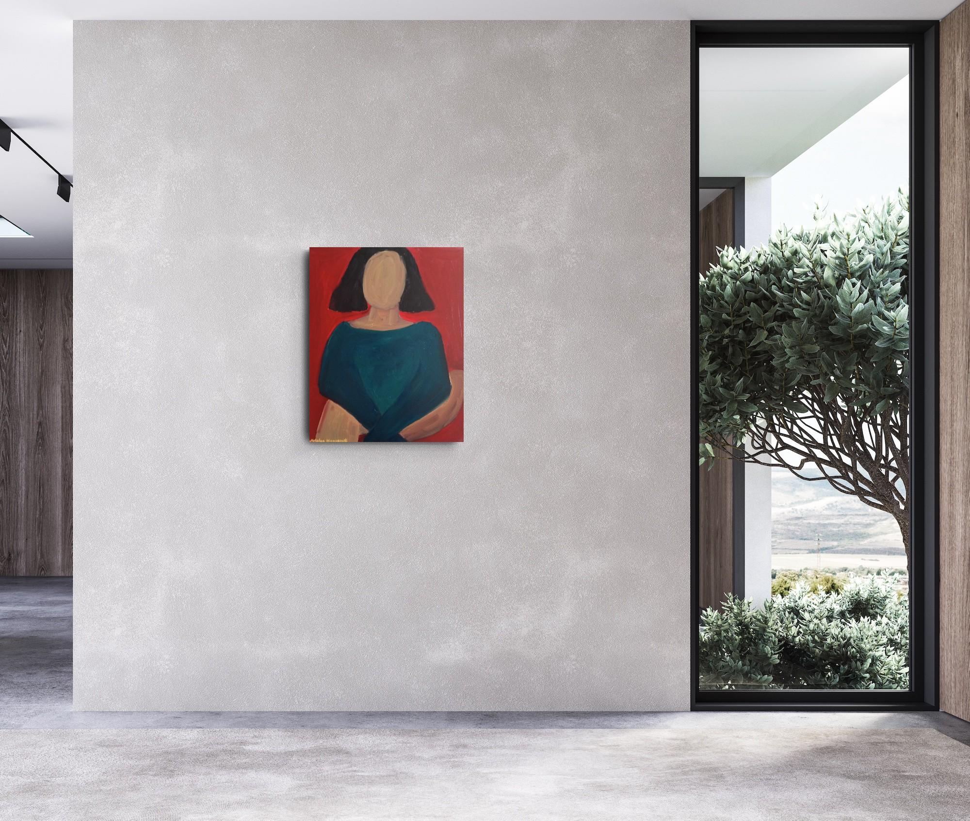 Retrato figurativo contemporáneo al óleo de una mujer - Portrait Painting Negro de Natalya Mougenot 