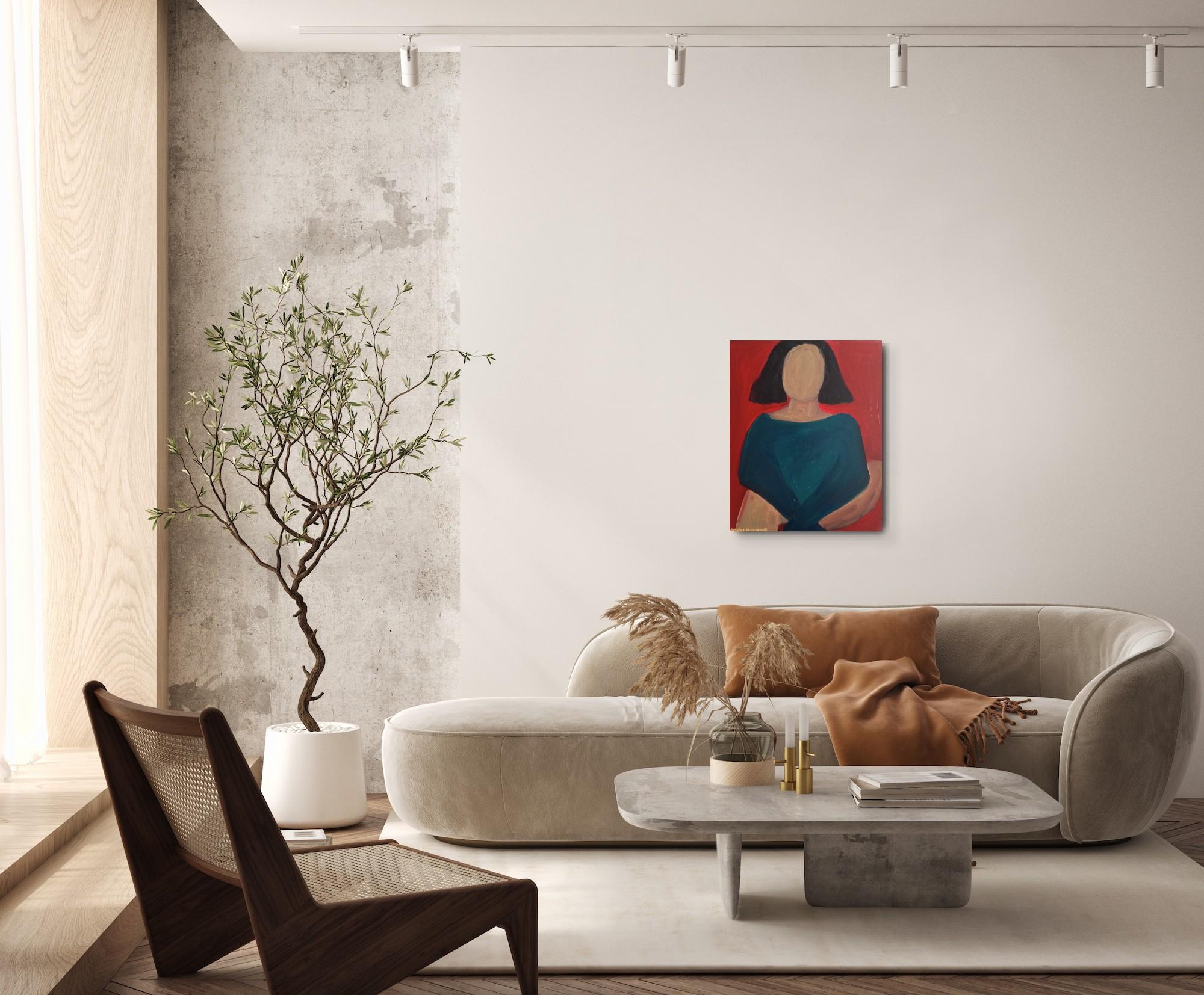 Retrato figurativo contemporáneo al óleo de una mujer 2