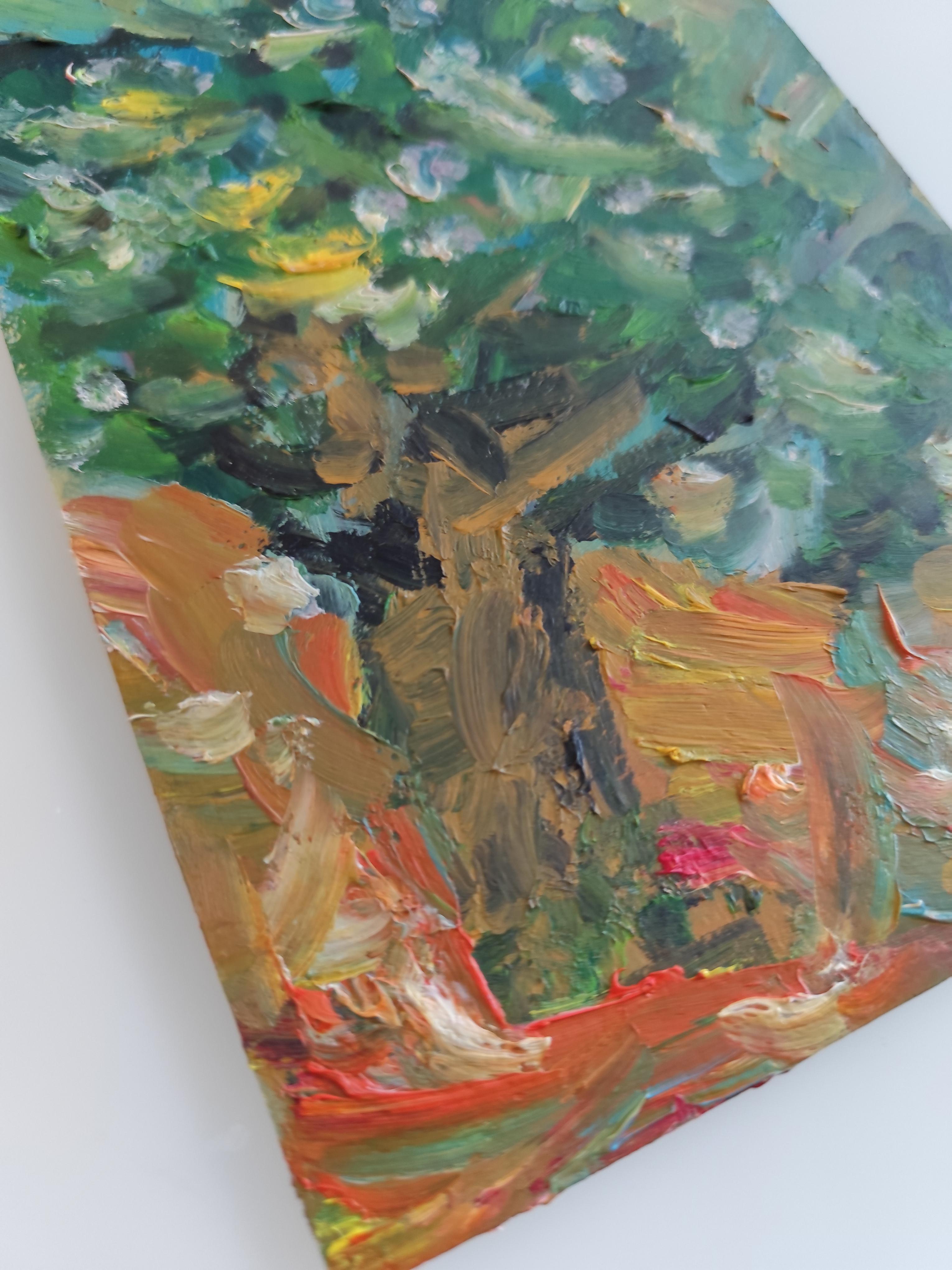 Petite peinture à l'huile impressionniste abstraite sur papier 
