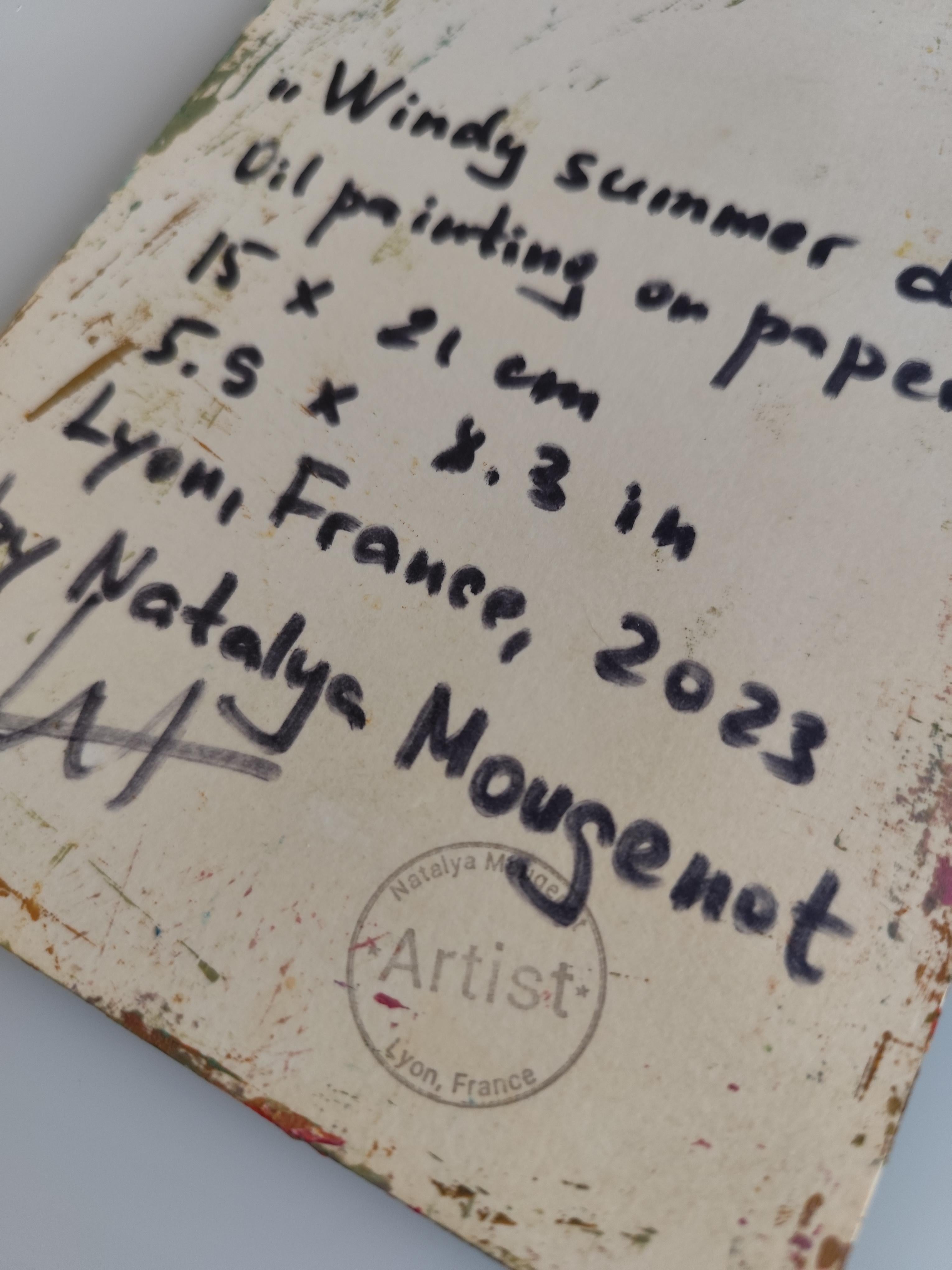 Petite peinture à l'huile impressionniste abstraite sur papier 