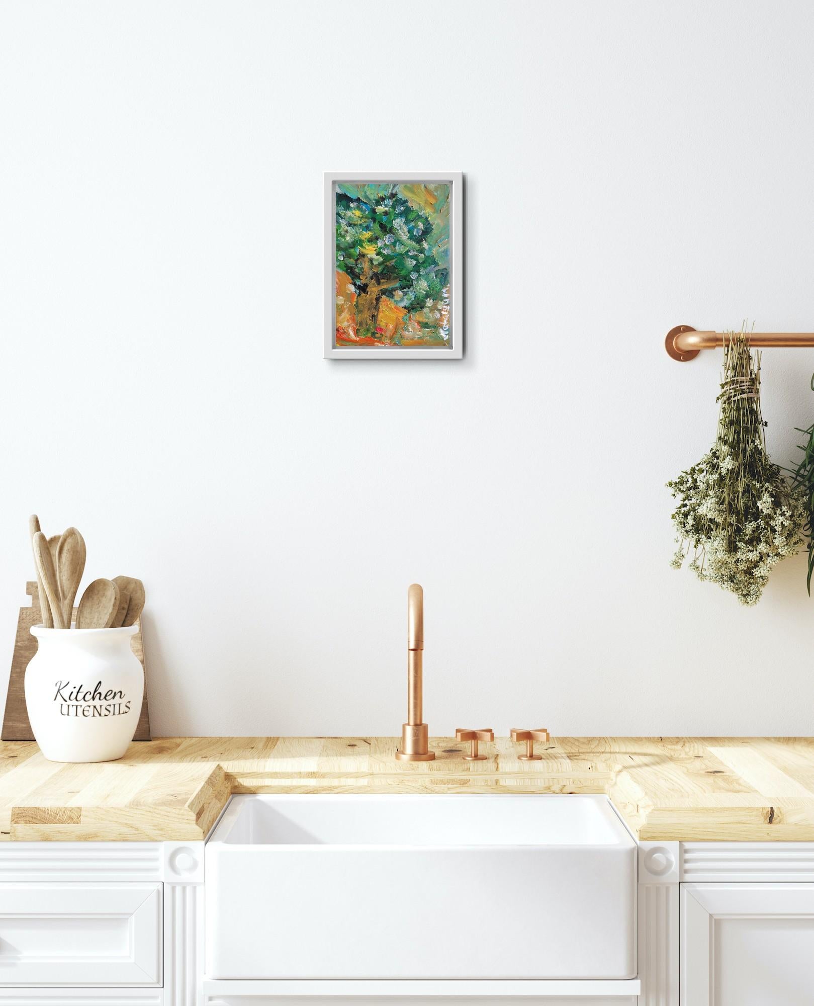 Petite peinture à l'huile impressionniste abstraite sur papier 