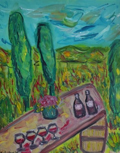 Peinture expressive impressionniste sur toile « vacances nautiques en Provence »