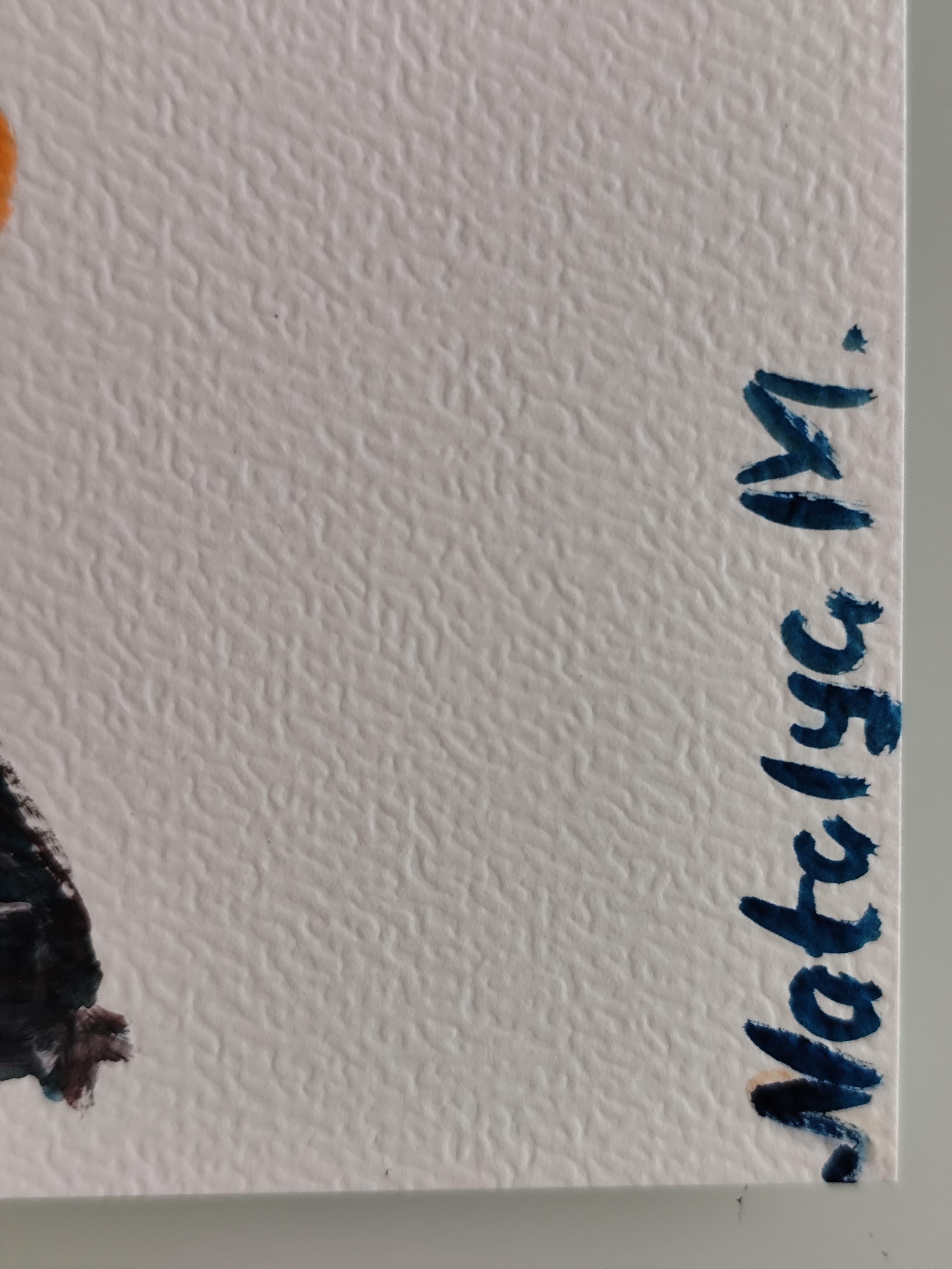 Quadro d'arte figurativa contemporanea di una donna su carta in vendita 9