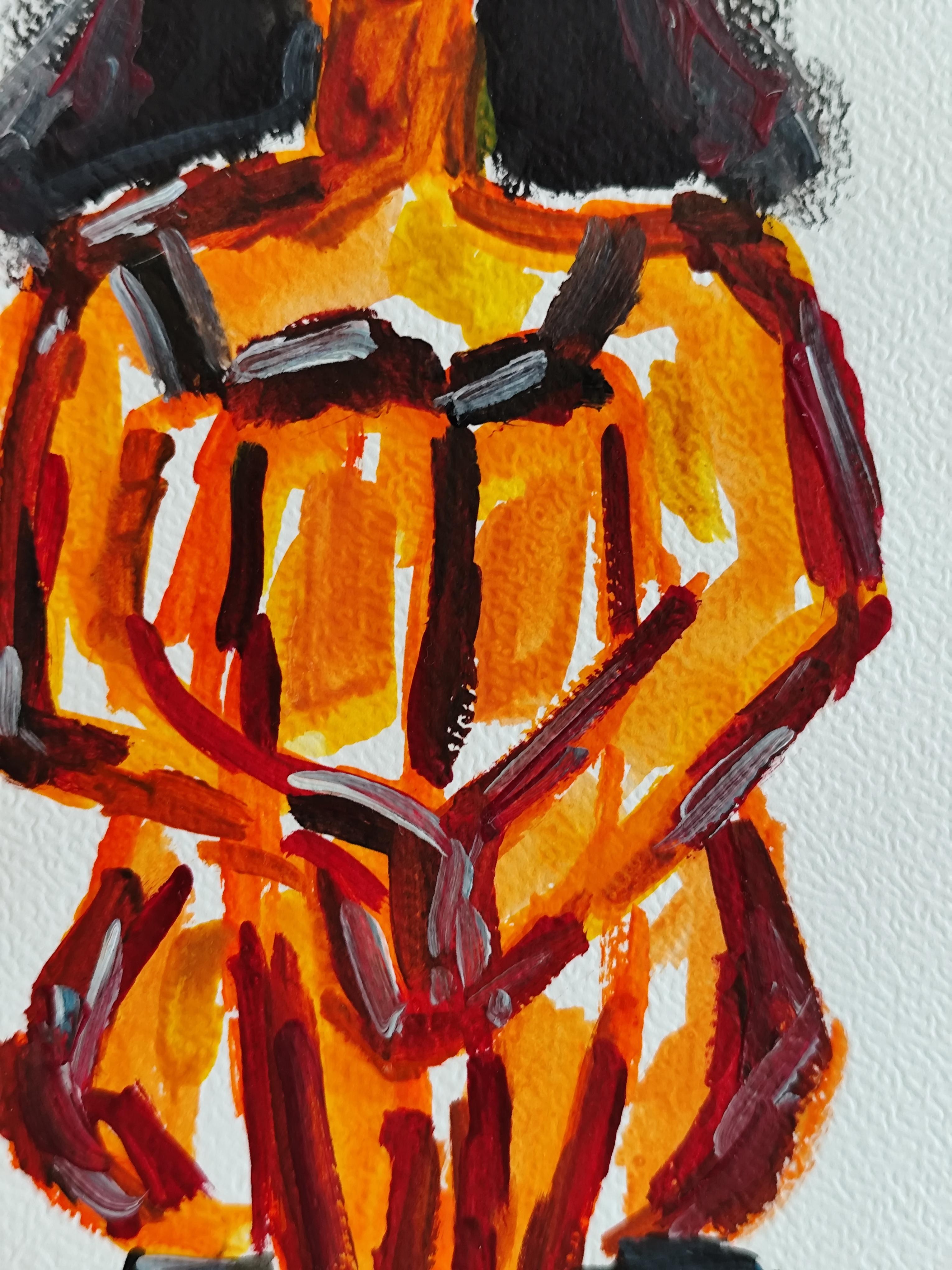 Quadro d'arte figurativa contemporanea di una donna su carta in vendita 10