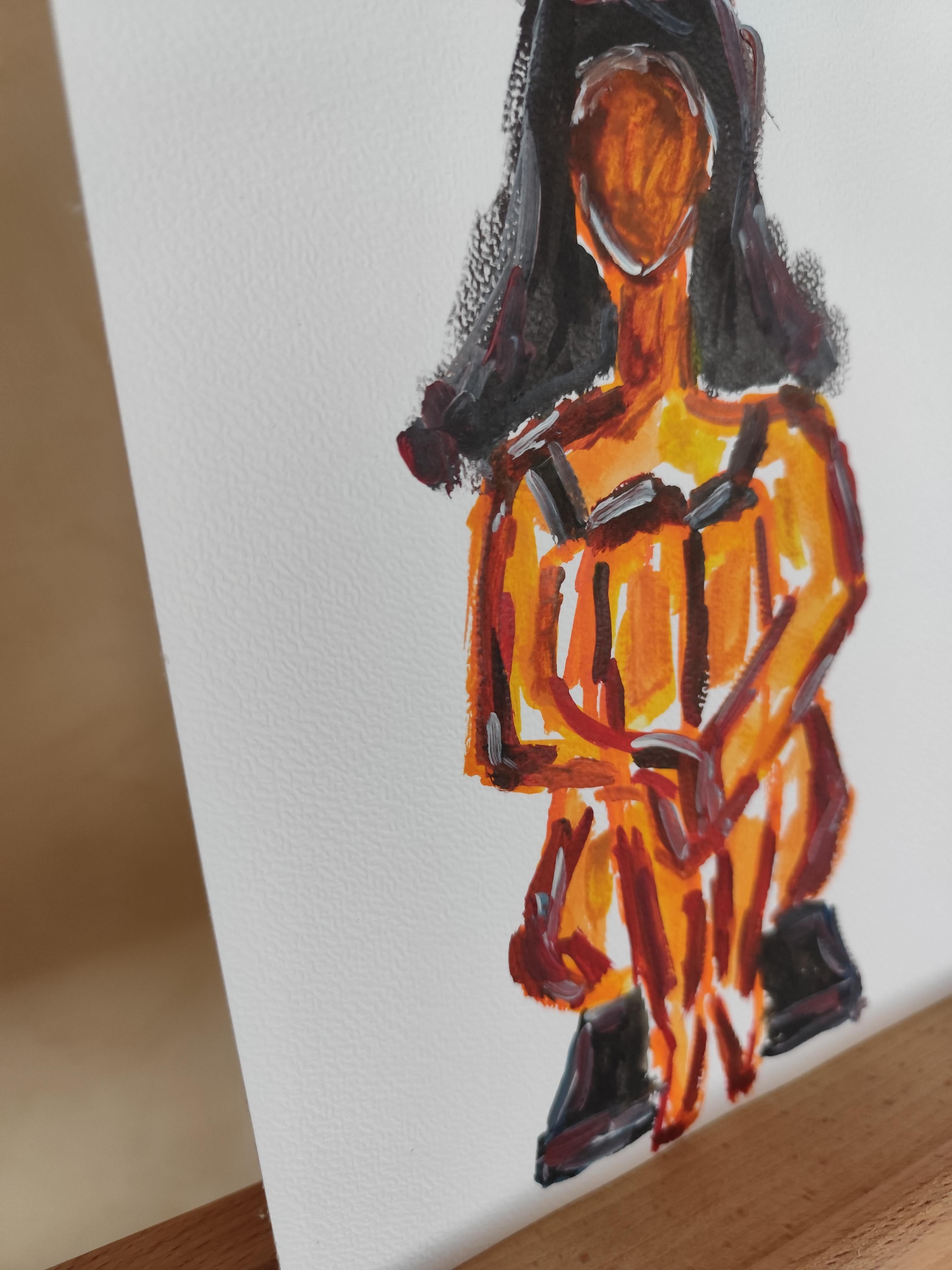Quadro d'arte figurativa contemporanea di una donna su carta in vendita 12