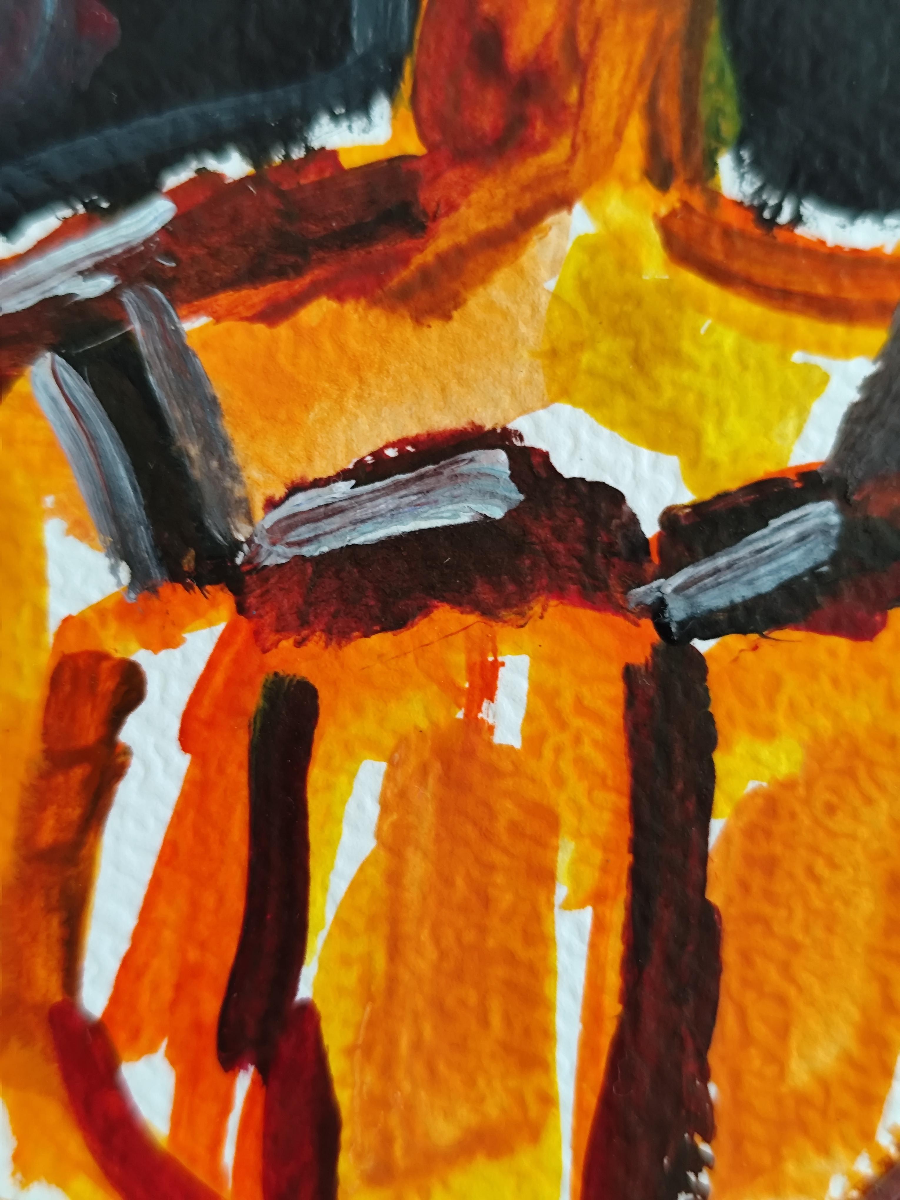 Quadro d'arte figurativa contemporanea di una donna su carta in vendita 14