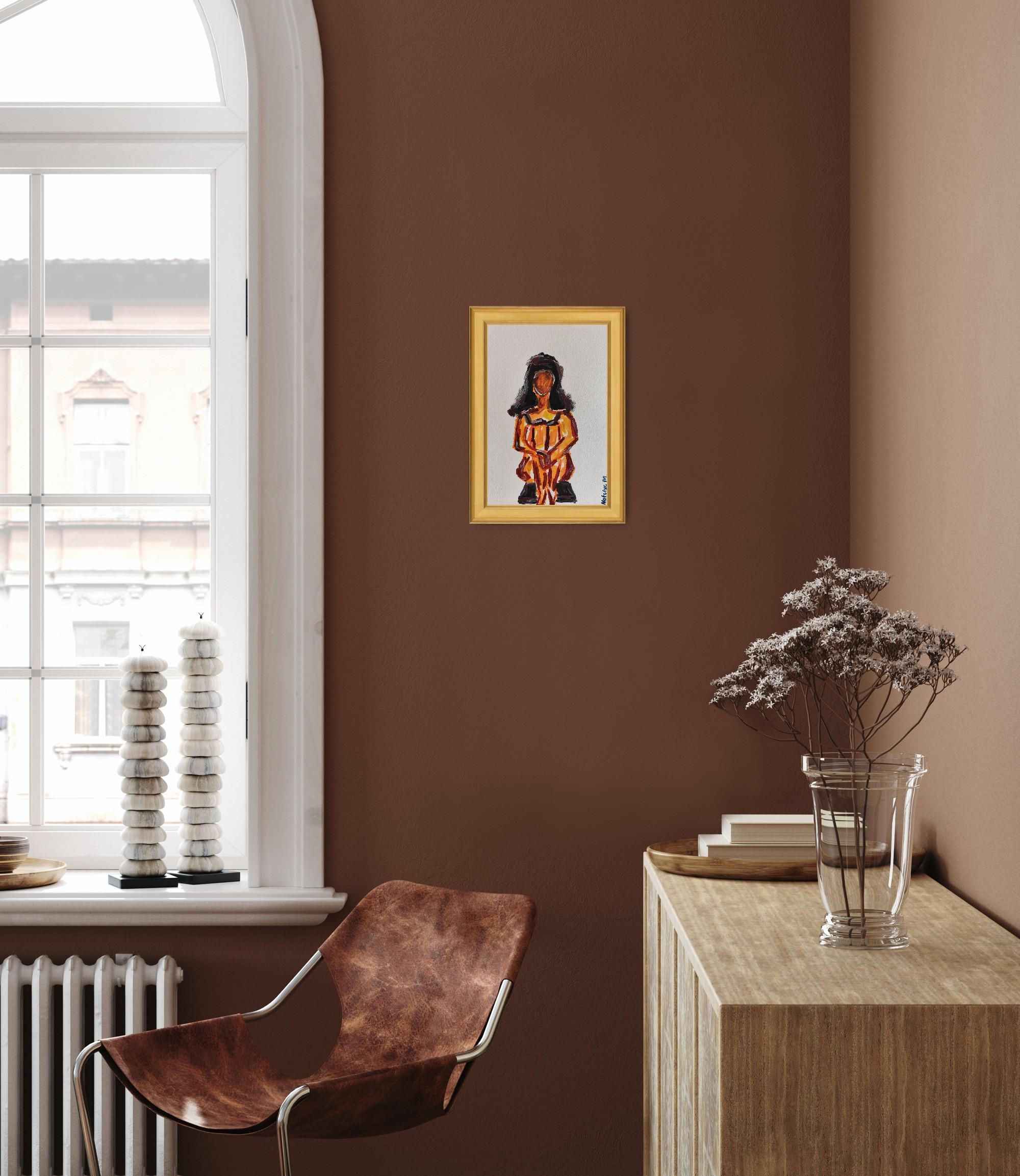 Quadro d'arte figurativa contemporanea di una donna su carta - Art Contemporaneo di Natalya Mougenot 