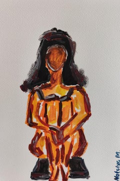 Quadro d'arte figurativa contemporanea di una donna su carta