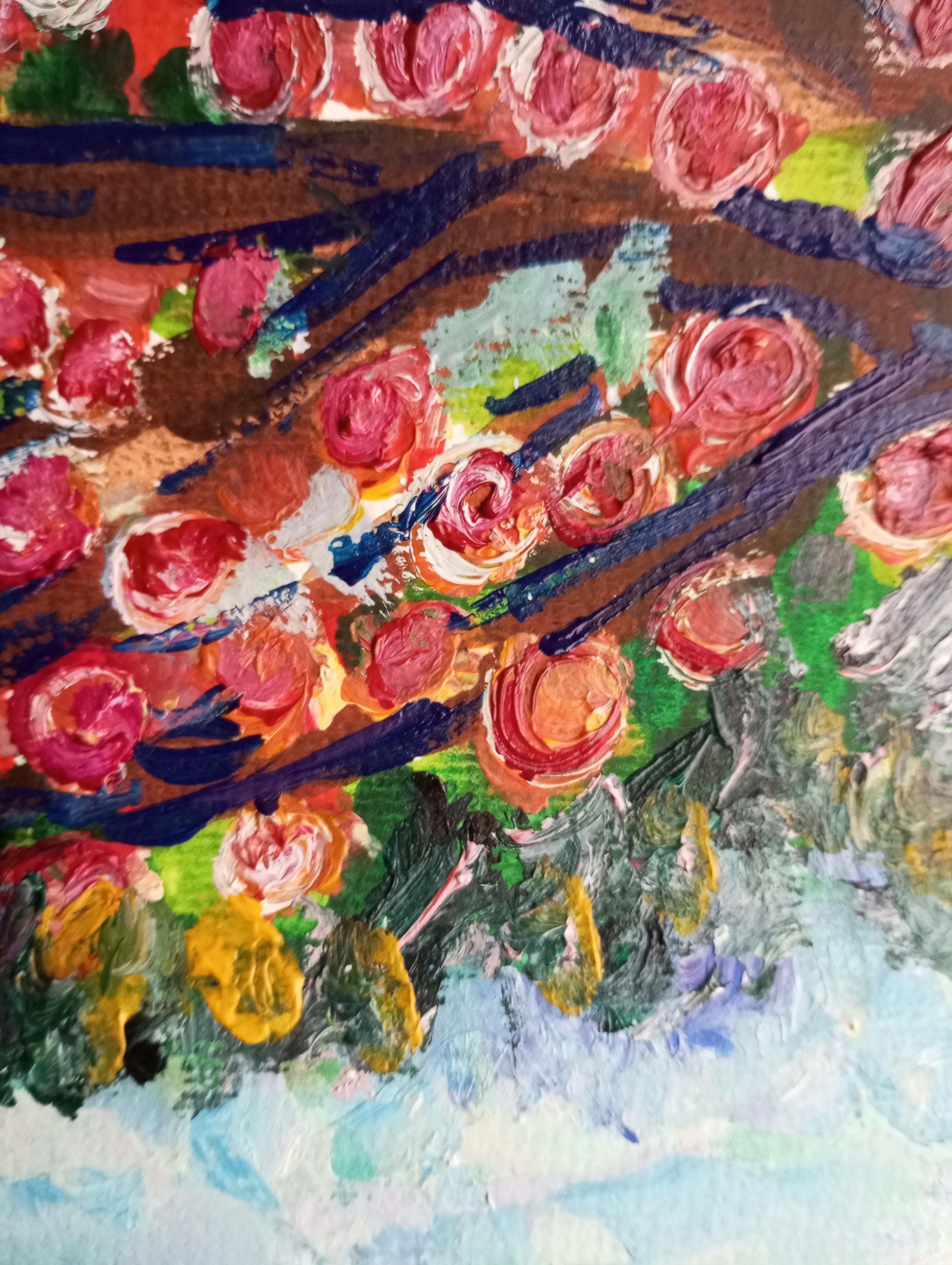 Pintura acrílica figurativa contemporánea en color de una mujer sobre papel en venta 10
