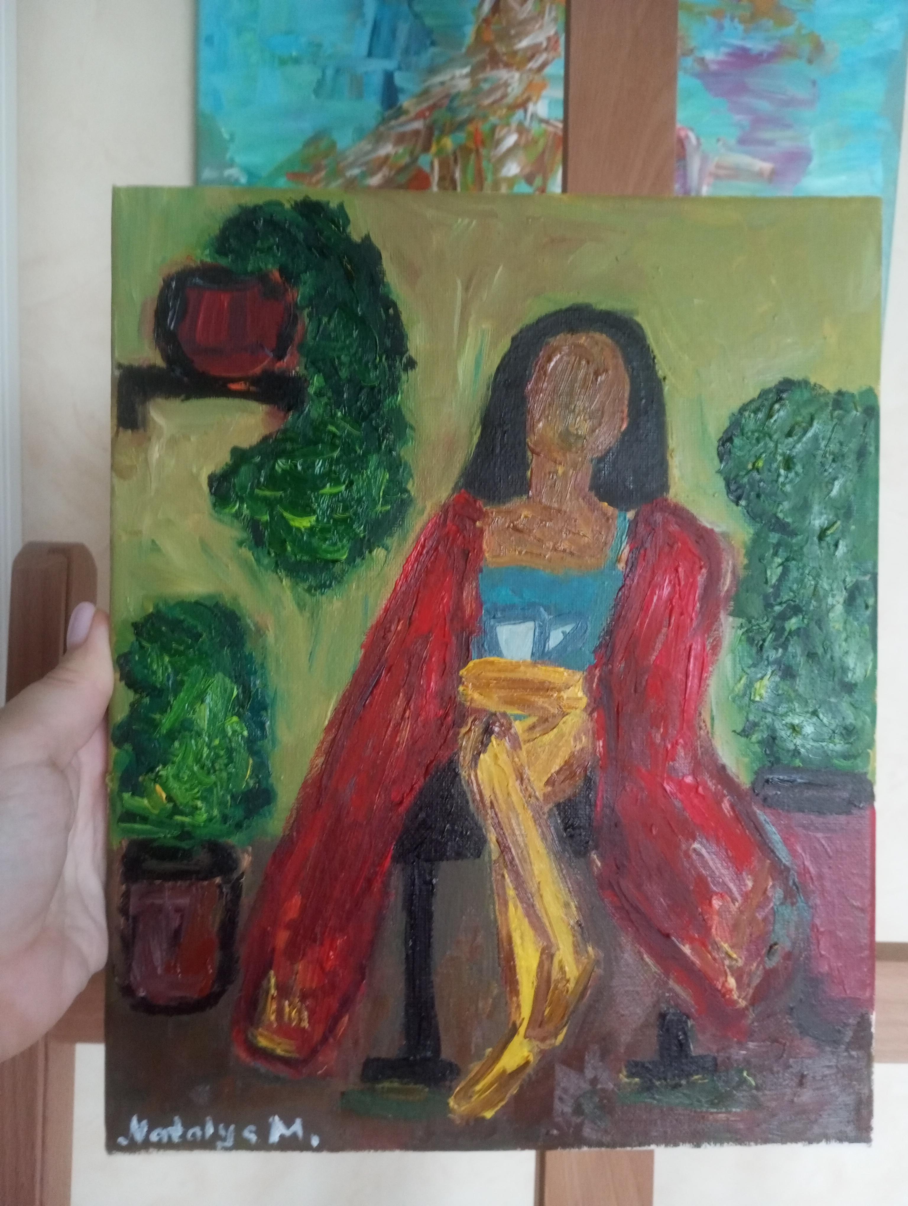 Zeitgenössisches impressionistisches figuratives Ölgemälde einer Frau auf Leinwand im Angebot 7