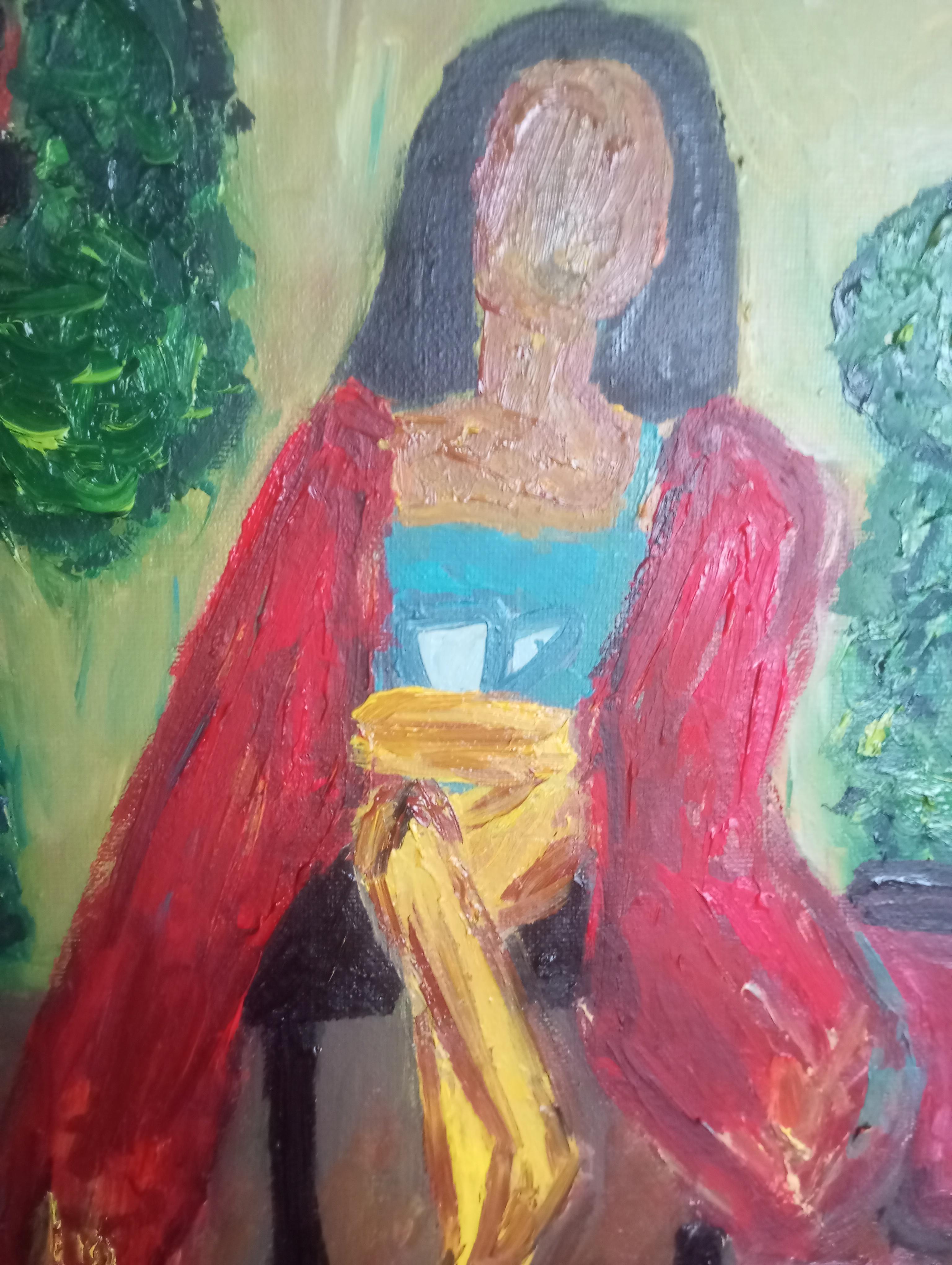 Zeitgenössisches impressionistisches figuratives Ölgemälde einer Frau auf Leinwand im Angebot 9