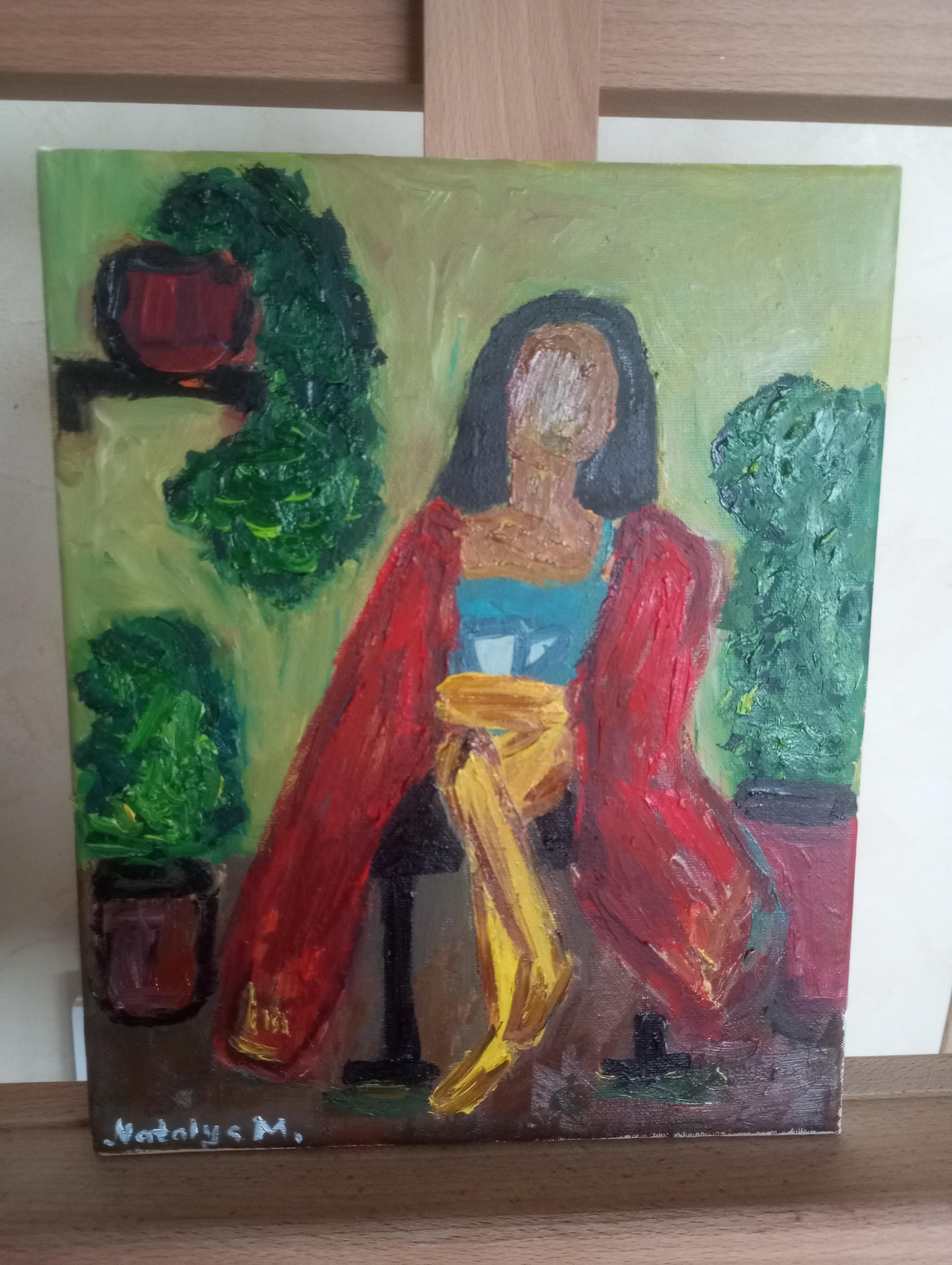 Zeitgenössisches impressionistisches figuratives Ölgemälde einer Frau auf Leinwand im Angebot 10
