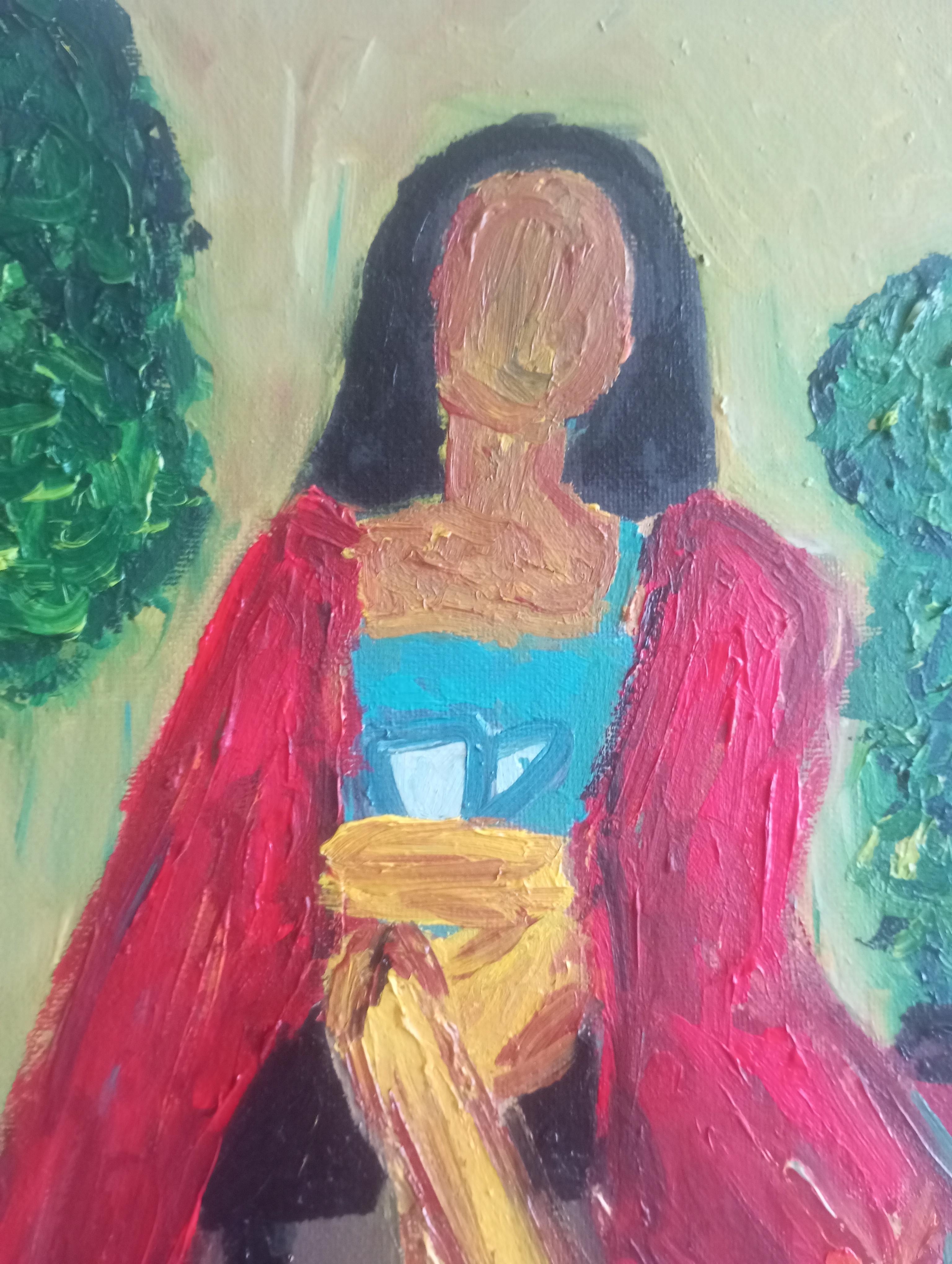 Zeitgenössisches impressionistisches figuratives Ölgemälde einer Frau auf Leinwand im Angebot 13