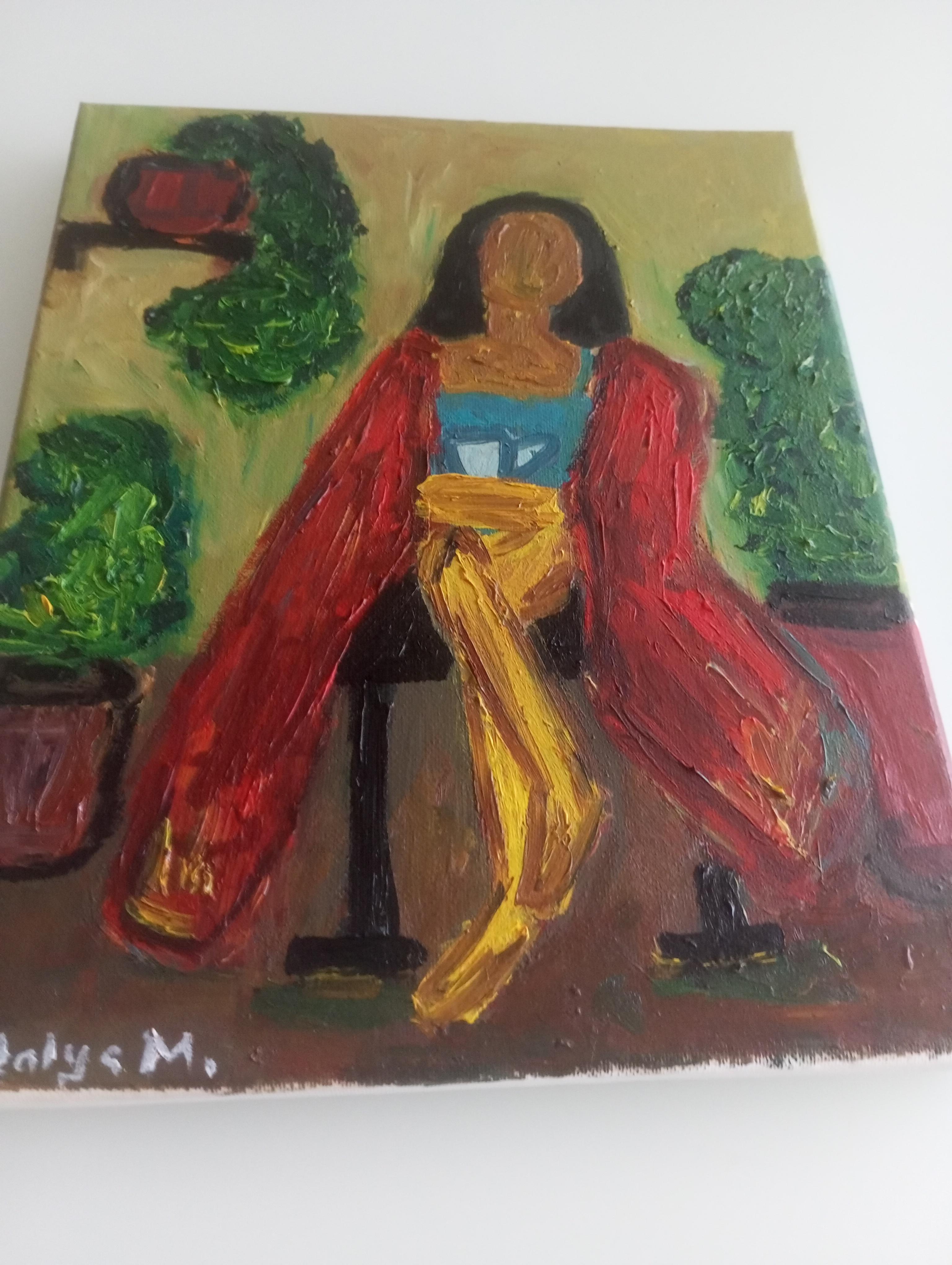 Zeitgenössisches impressionistisches figuratives Ölgemälde einer Frau auf Leinwand im Angebot 14