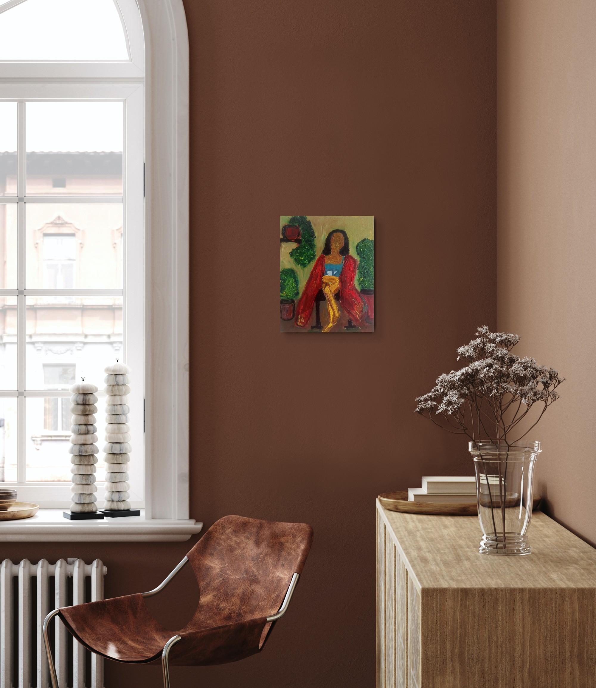 Zeitgenössisches impressionistisches figuratives Ölgemälde einer Frau auf Leinwand im Angebot 1