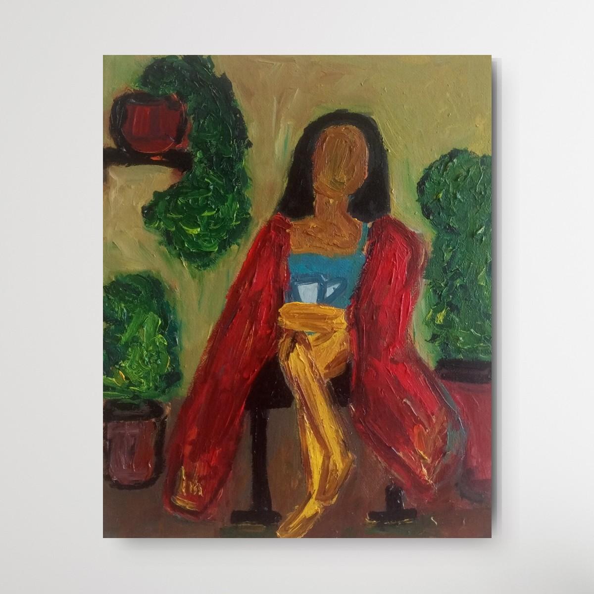 Zeitgenössisches impressionistisches figuratives Ölgemälde einer Frau auf Leinwand im Angebot 3