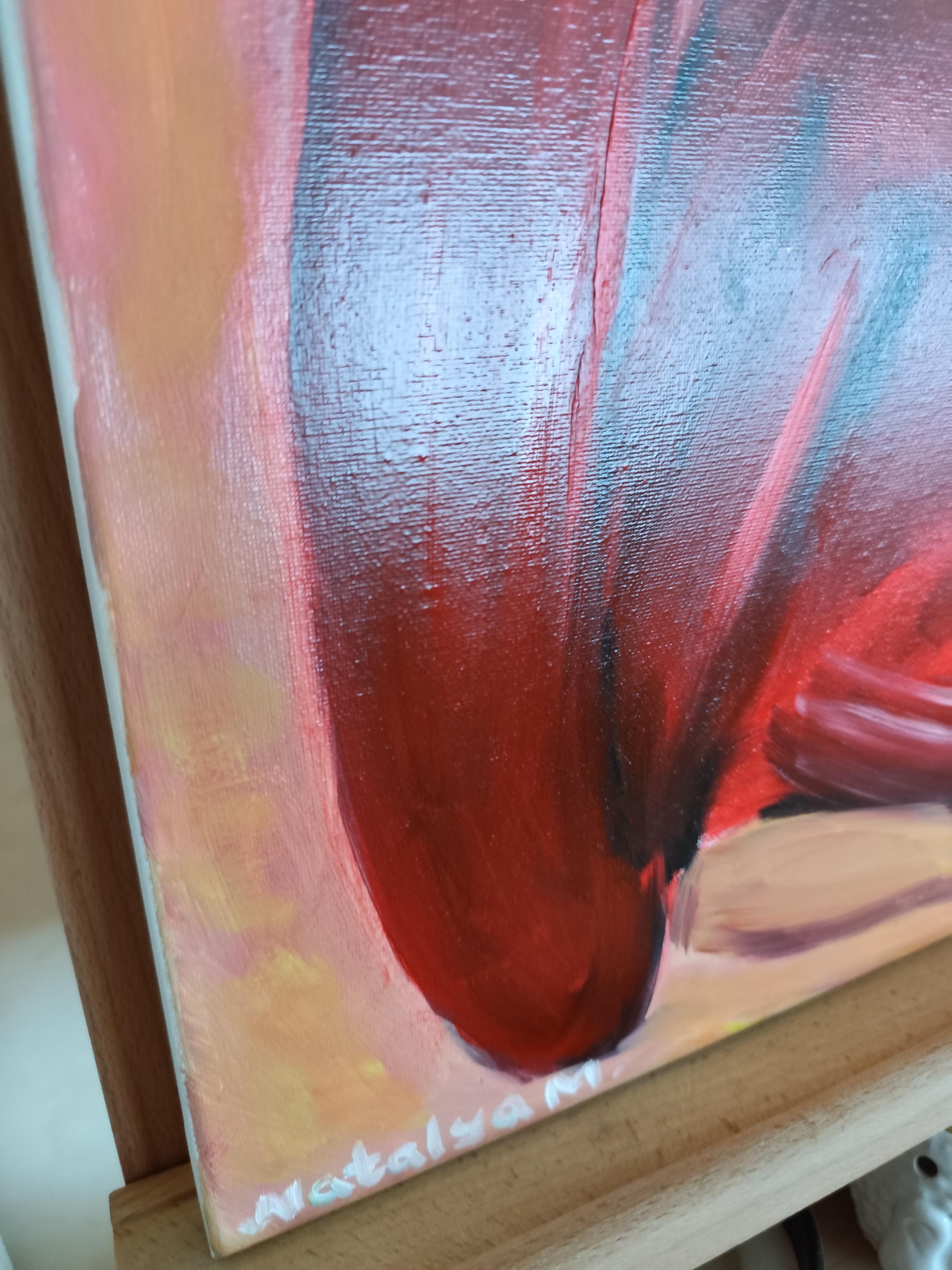 Contemporáneo  retrato al óleo de una mujer sobre lienzo 