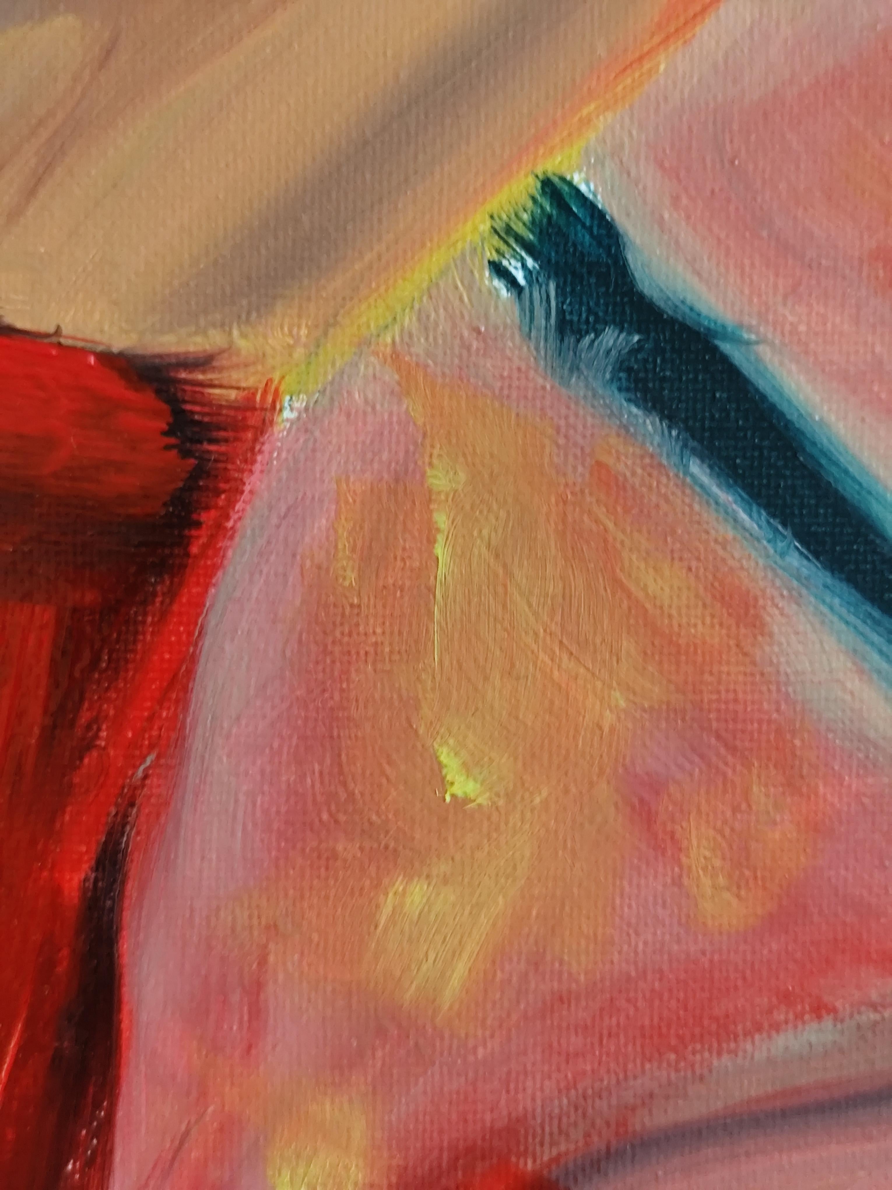 Contemporáneo  retrato al óleo de una mujer sobre lienzo 