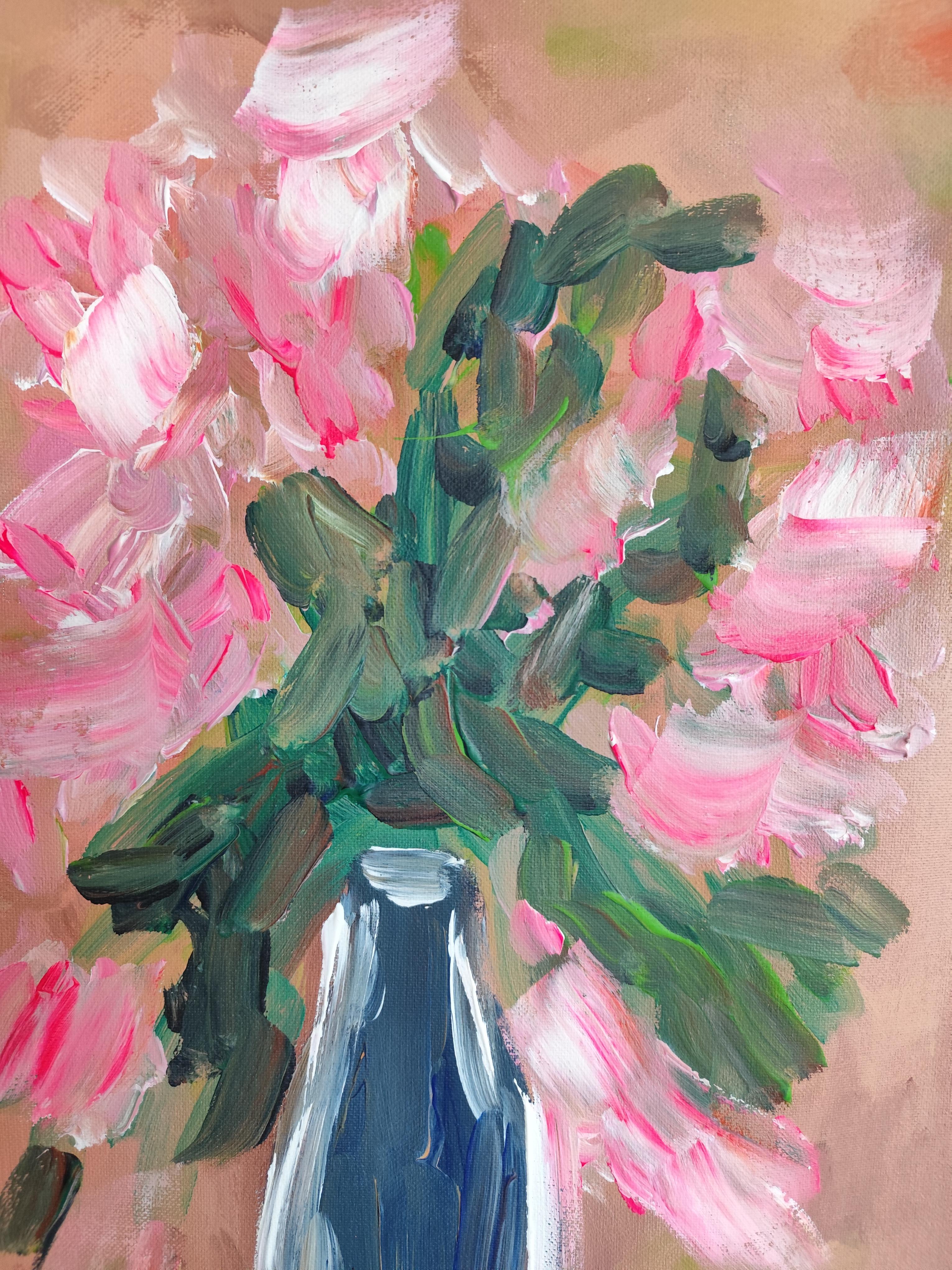Pintura acrílica expresiva contemporánea de gran tamaño de una mujer sobre un lienzo lilnen en venta 12