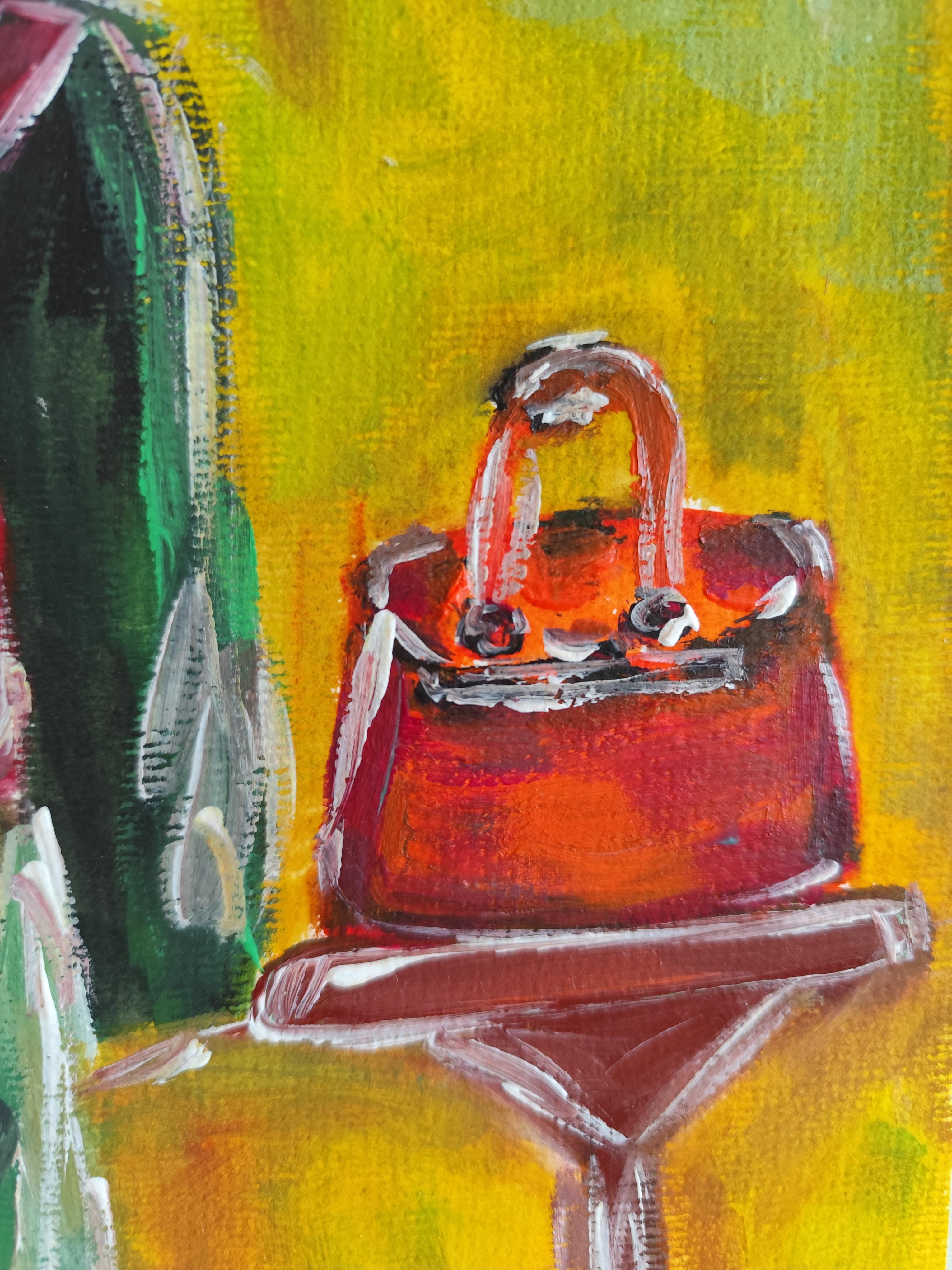 Peinture acrylique figurative contemporaine sur papier 