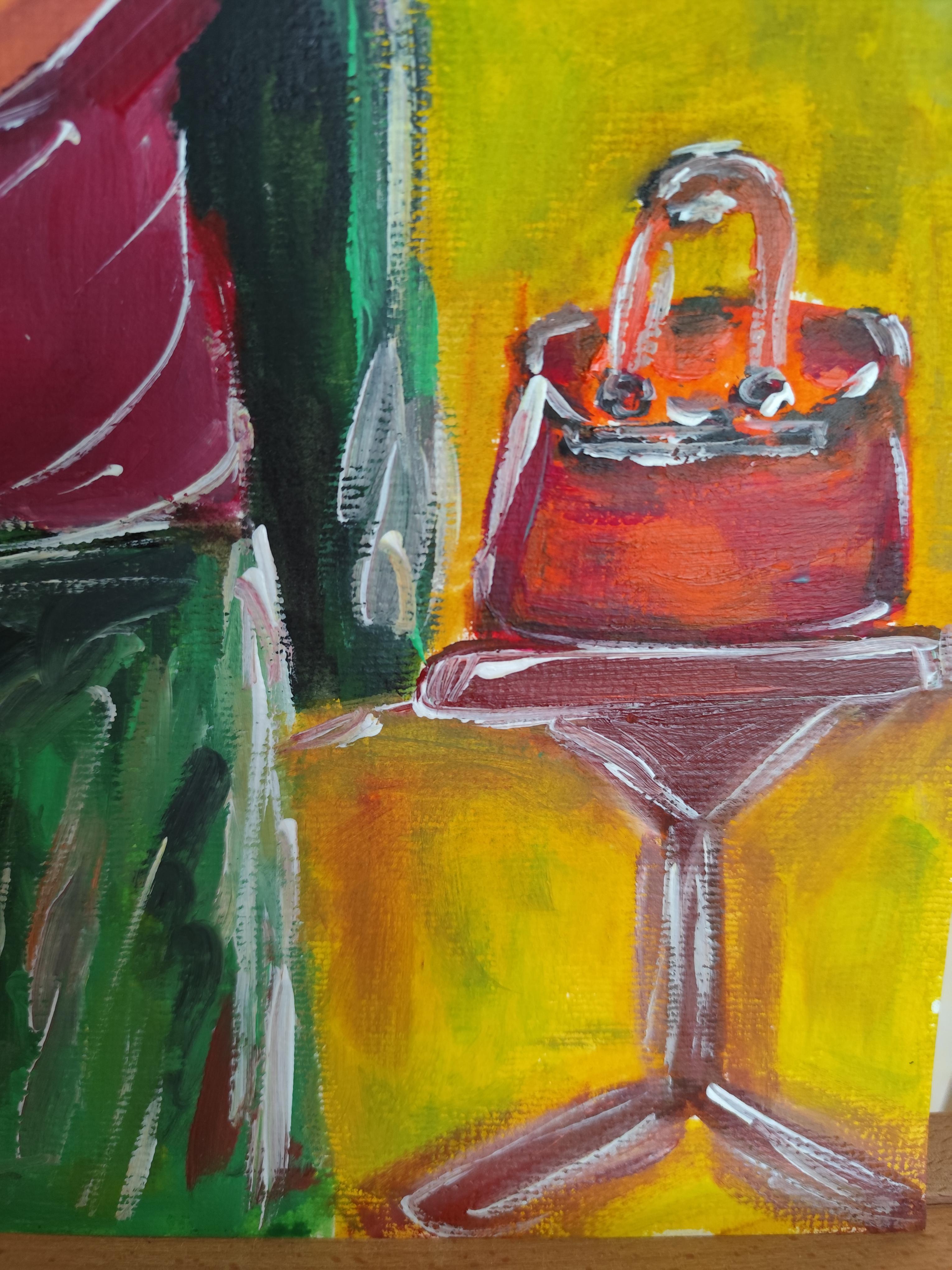 Peinture acrylique figurative contemporaine sur papier 