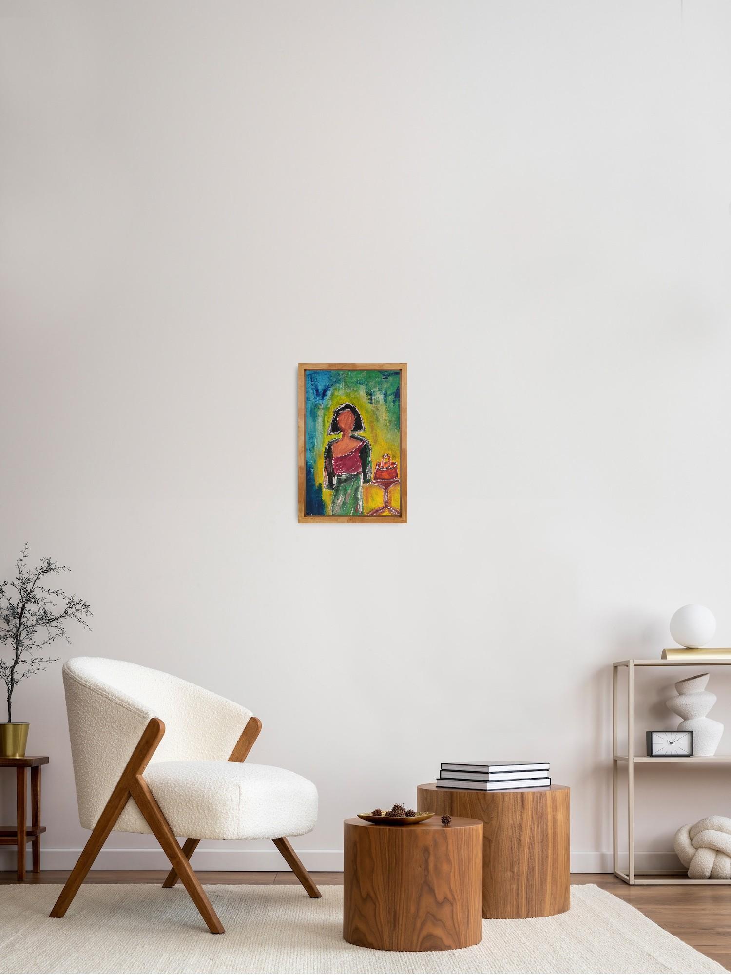 Peinture acrylique figurative contemporaine sur papier 