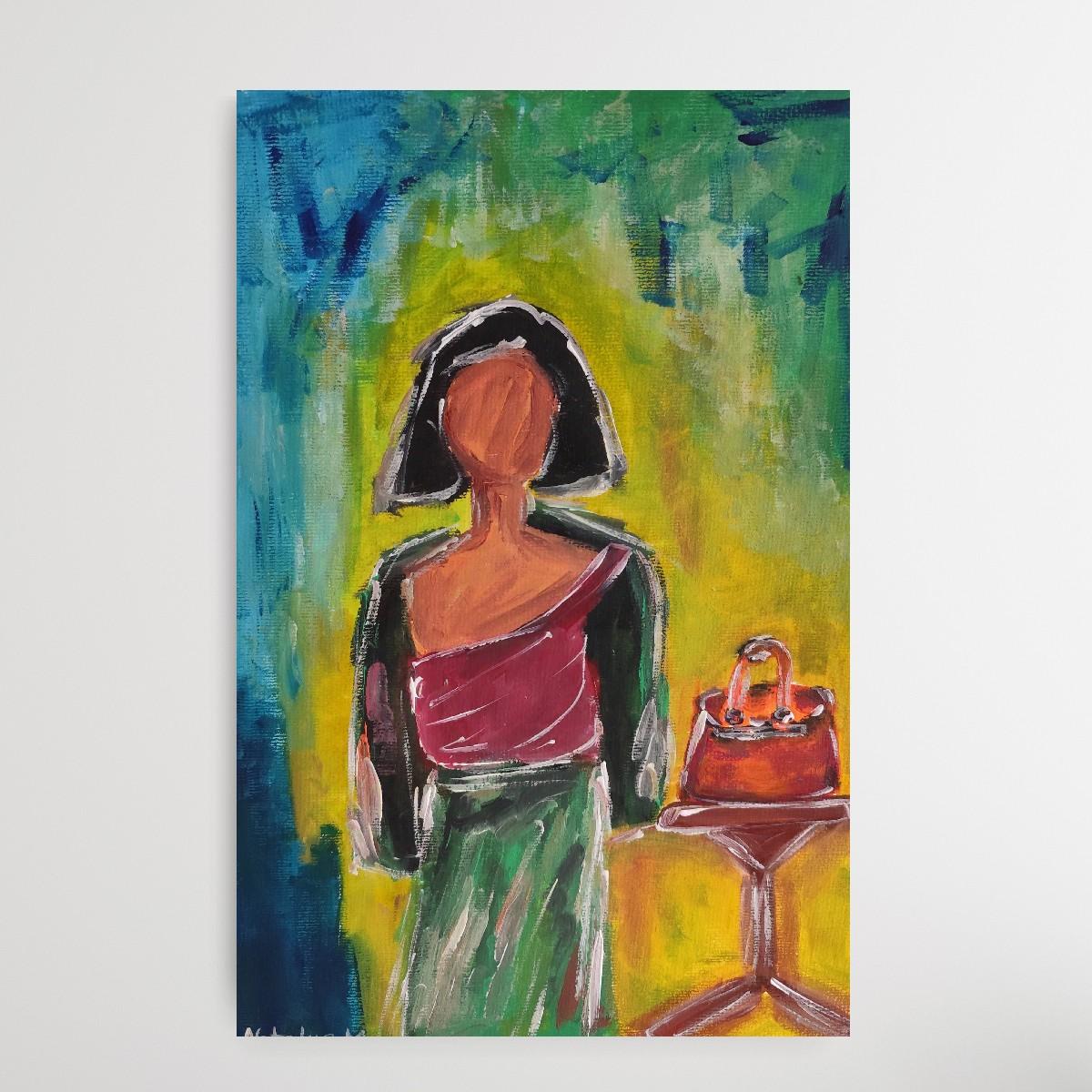 Peinture acrylique figurative contemporaine sur papier 