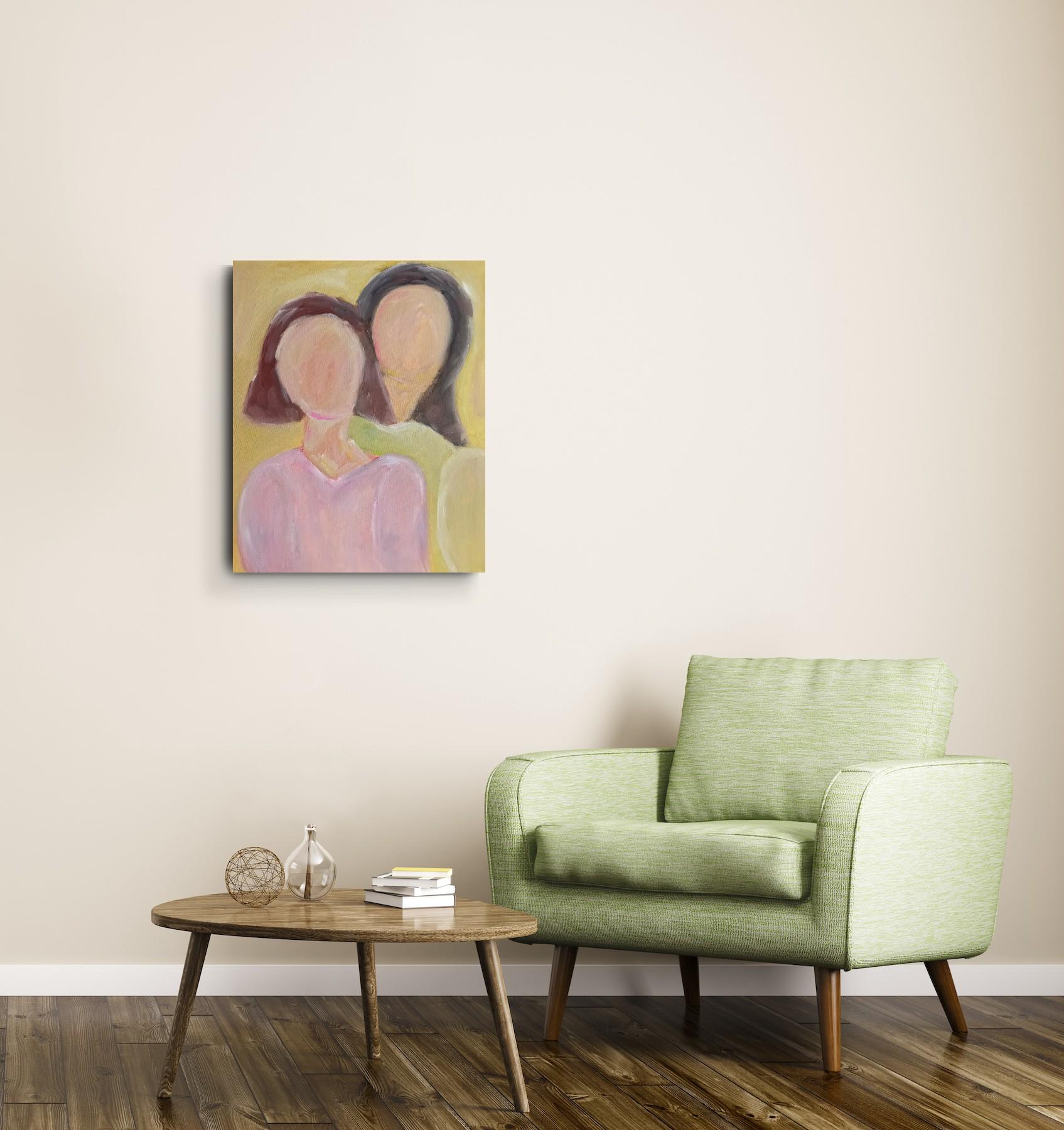 Contemporary figurative painting of two women oil on canvas 