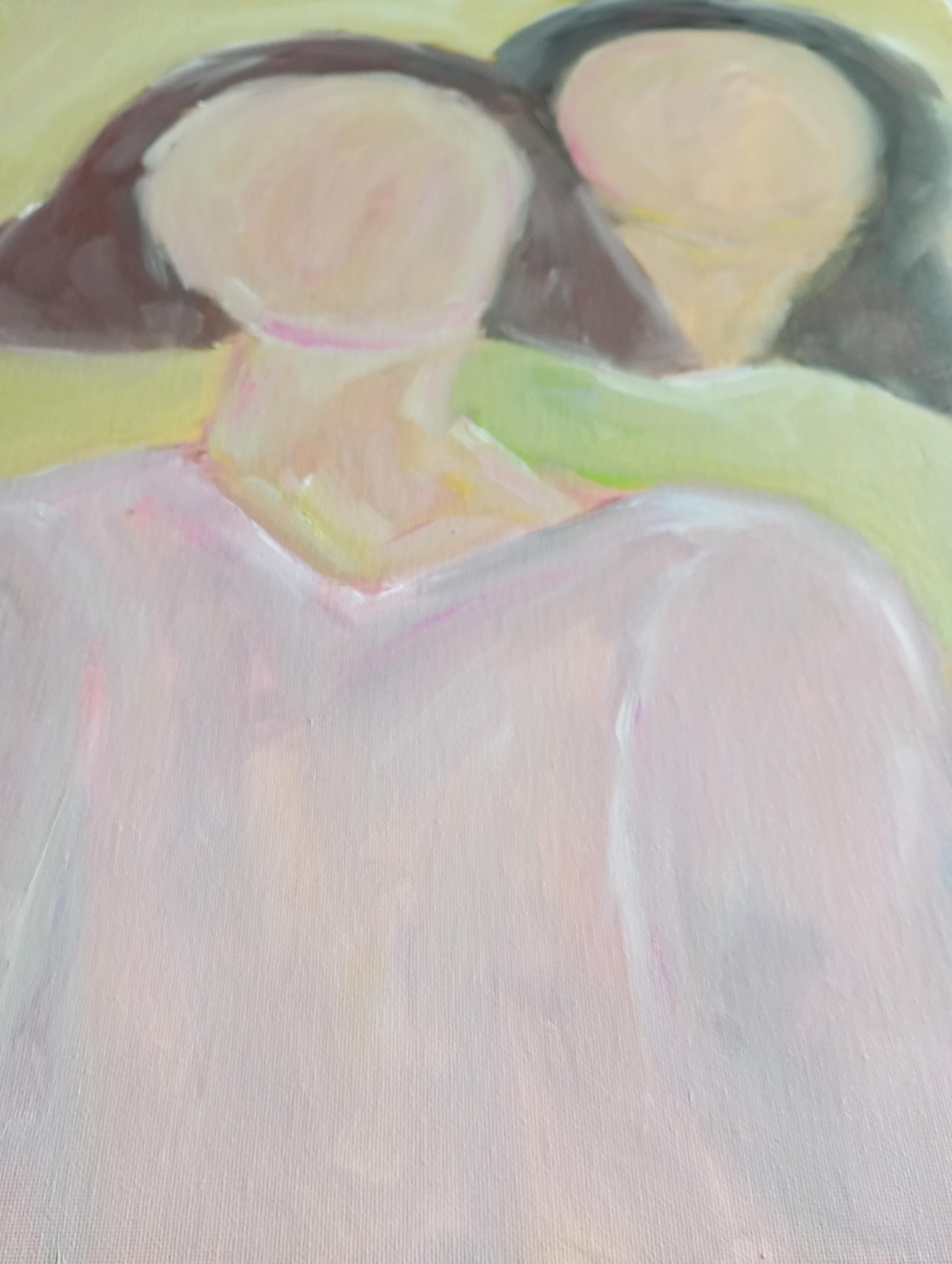Contemporary figurative painting of two women oil on canvas 