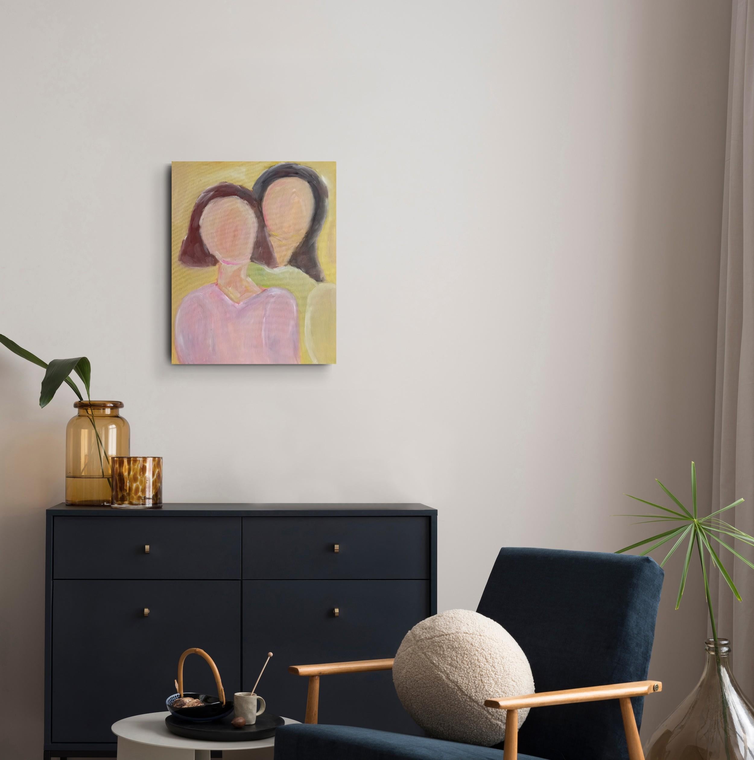 Contemporary figurative painting of two women oil on canvas 