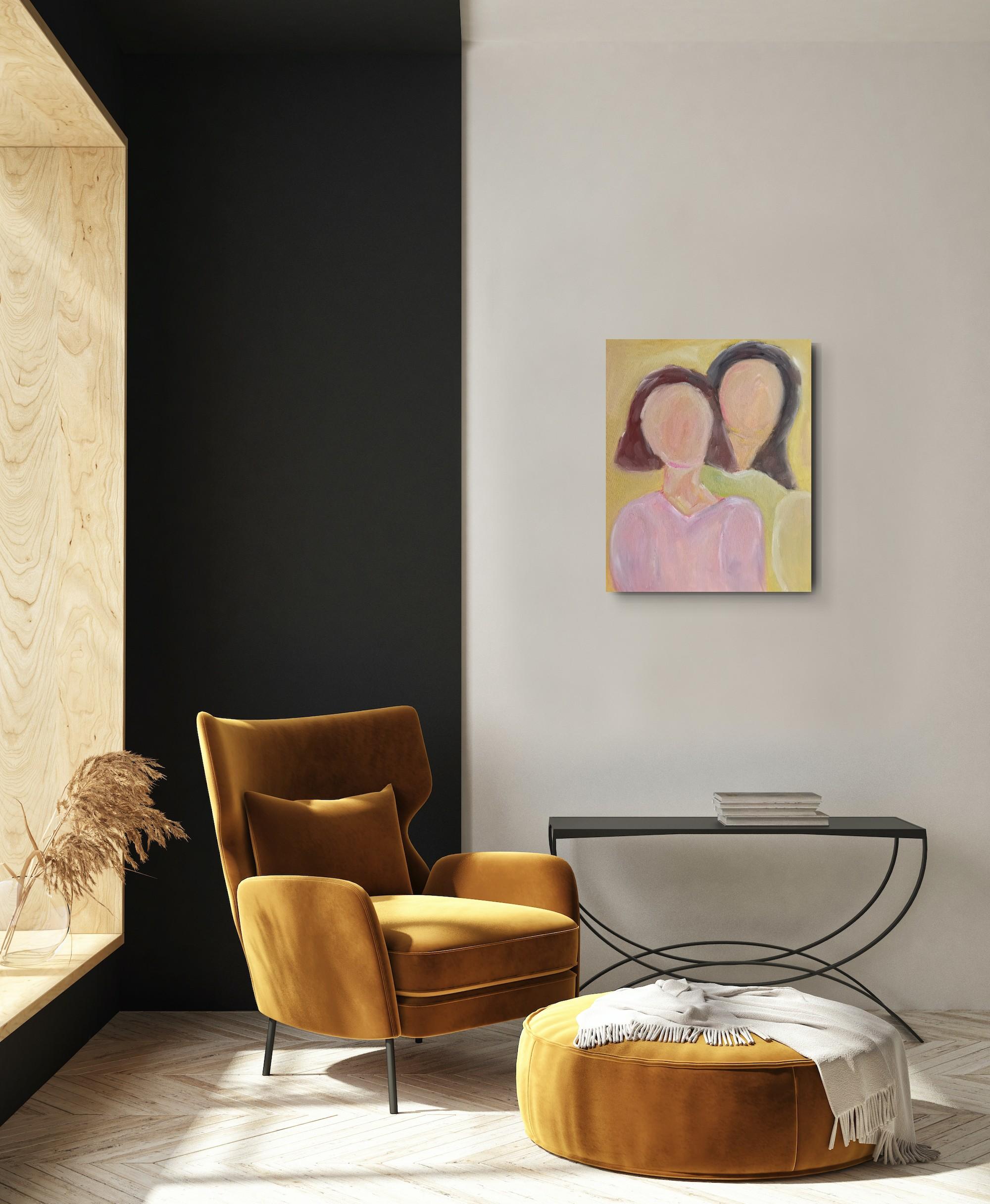 Contemporary figurative painting of two women oil on canvas 