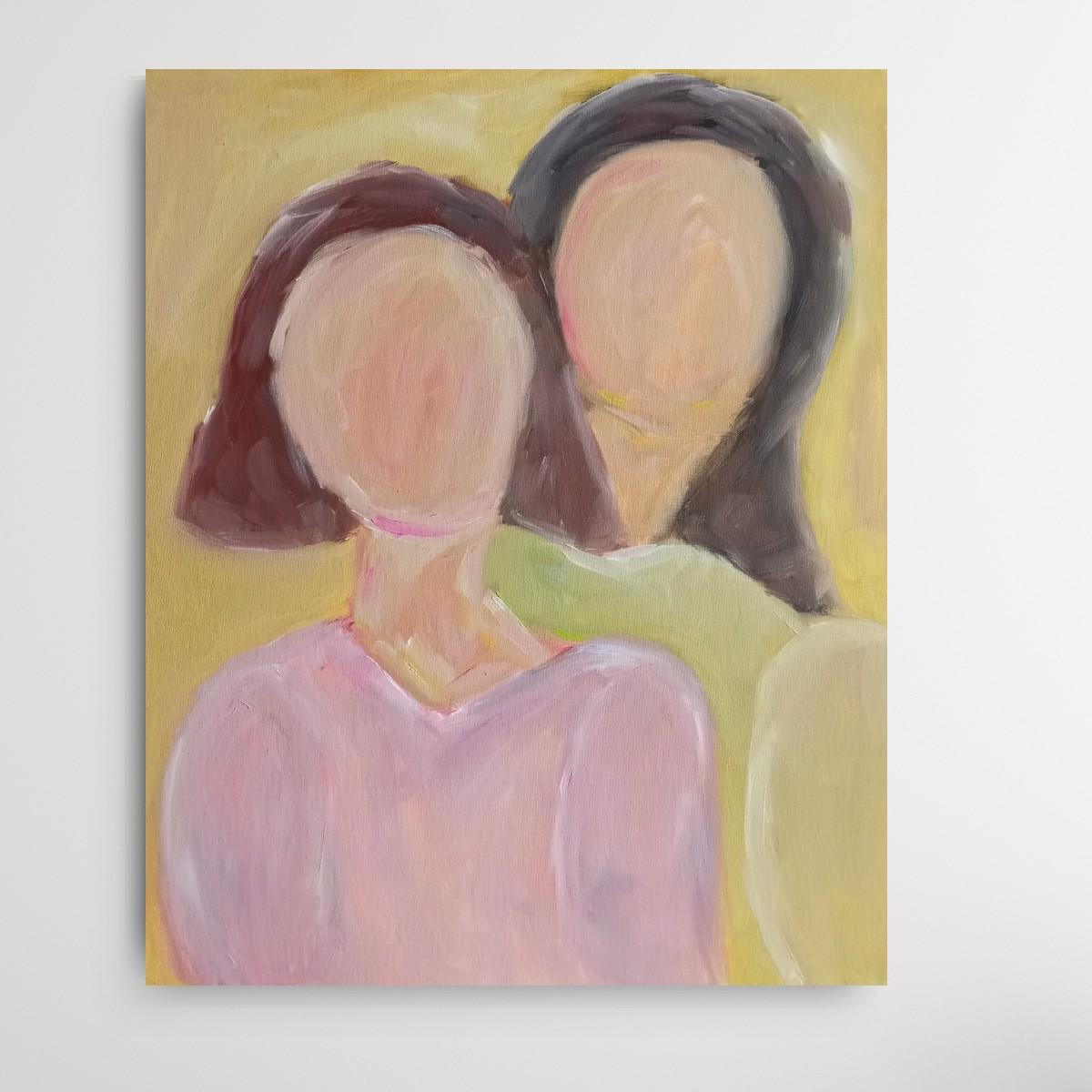 Contemporary figurative painting of two women oil on canvas 