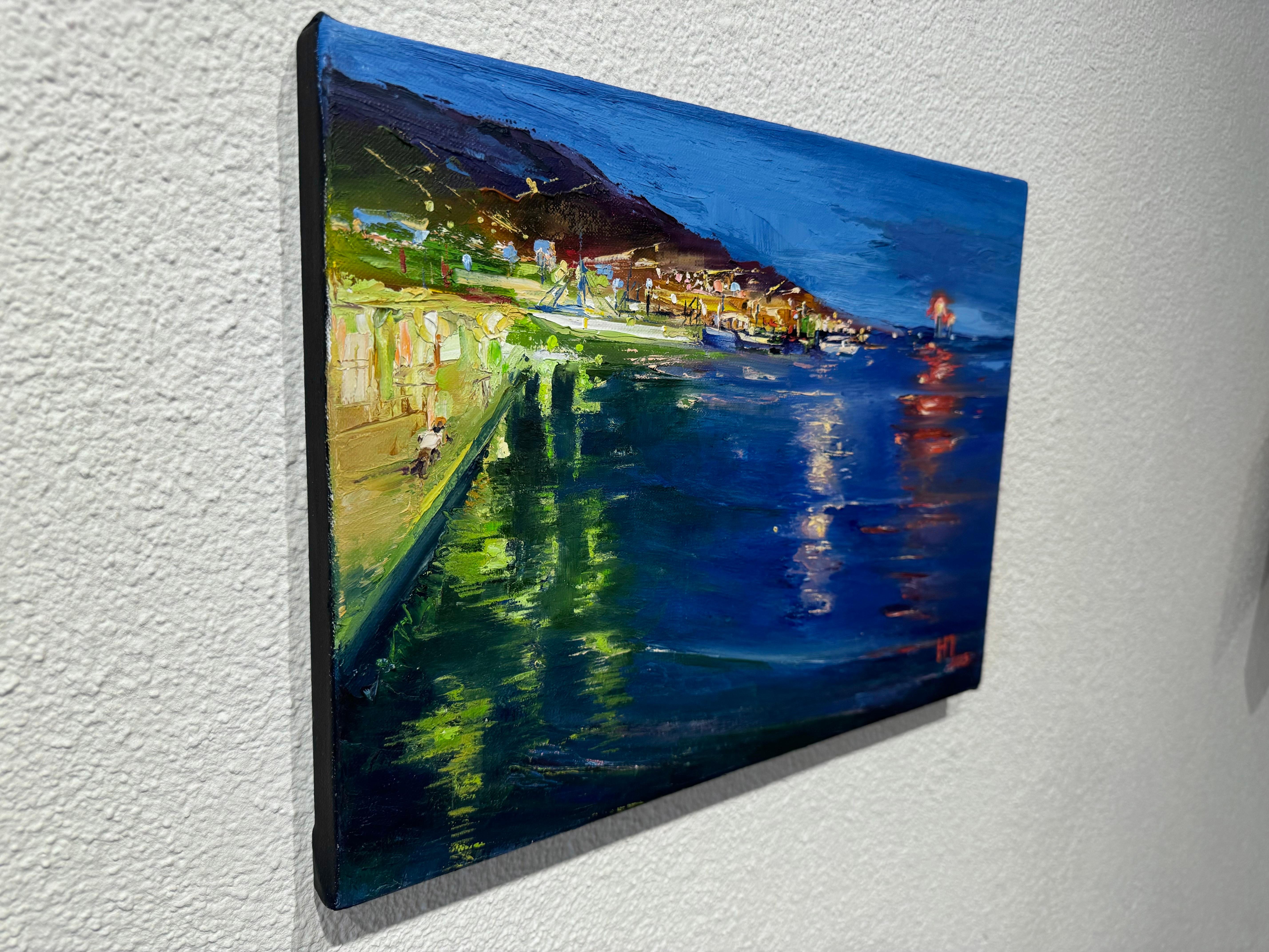 Lights on the sea, Impressionist Oil Painting by Natalya Platonova For Sale 1