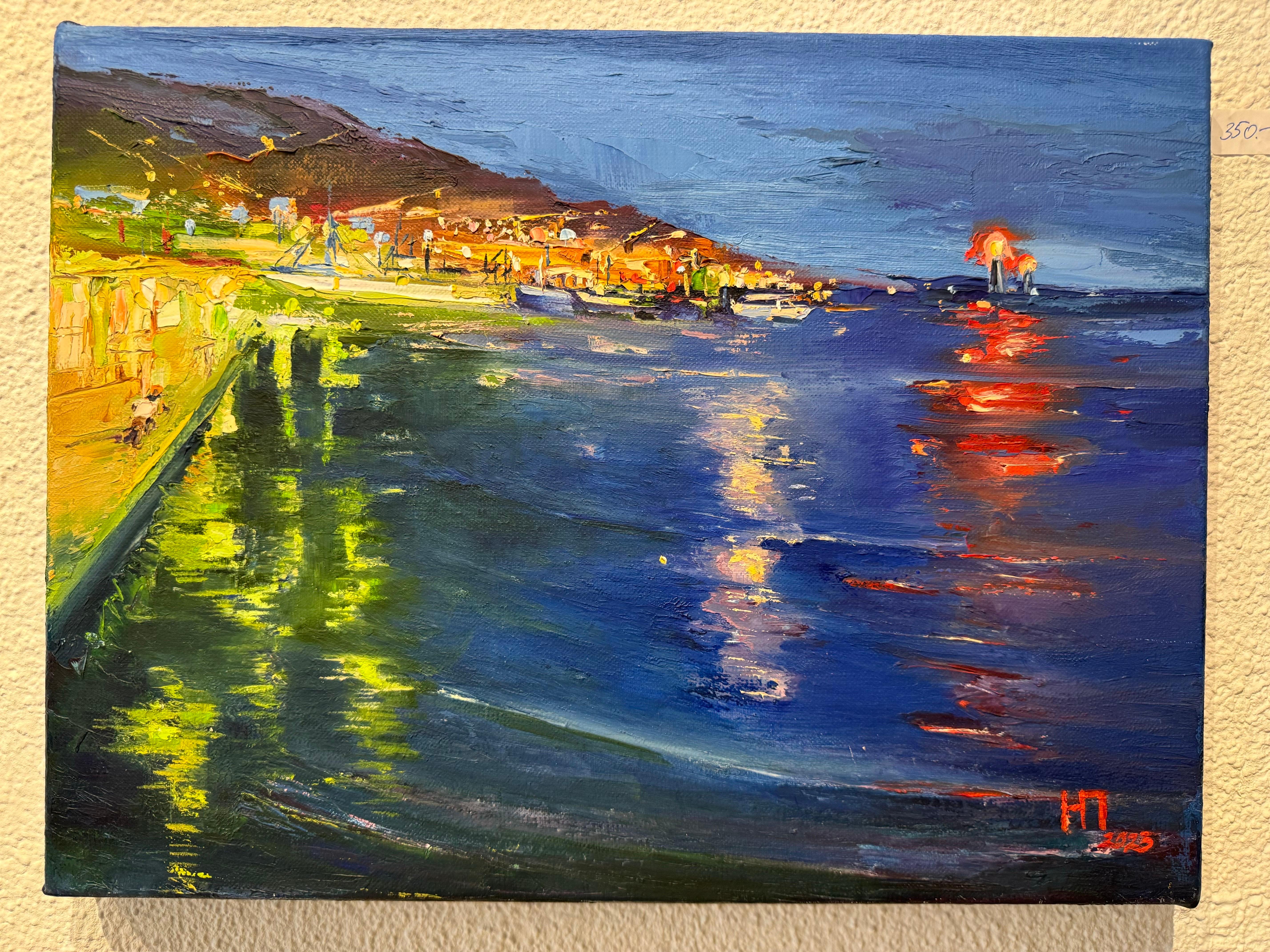 Lights on the sea, Impressionist Oil Painting by Natalya Platonova For Sale 7