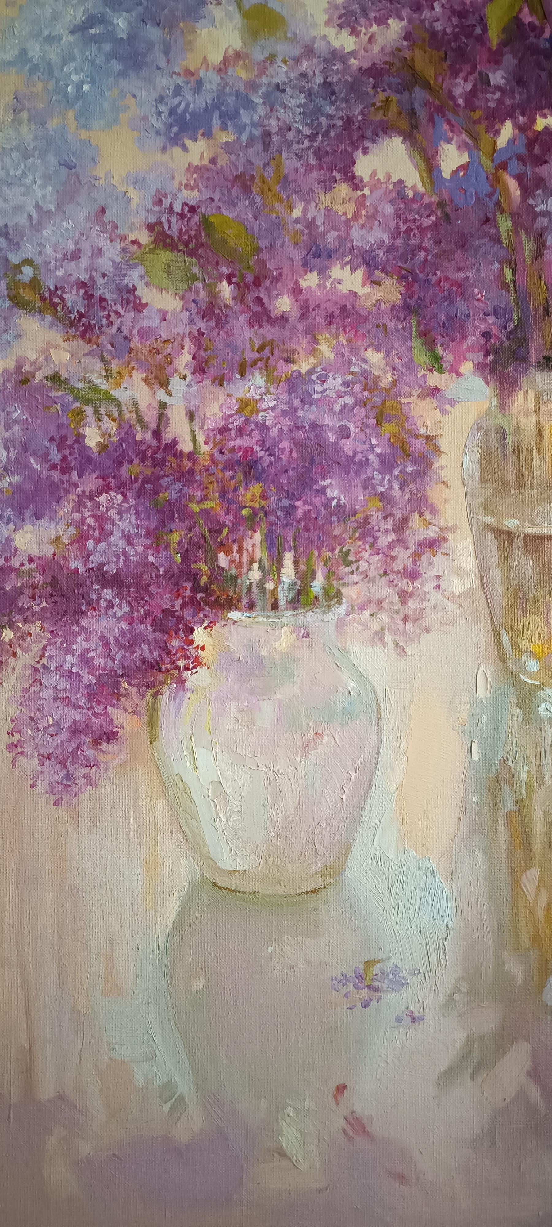 Lilac season. Original oil painting - Painting by Natalya Platova