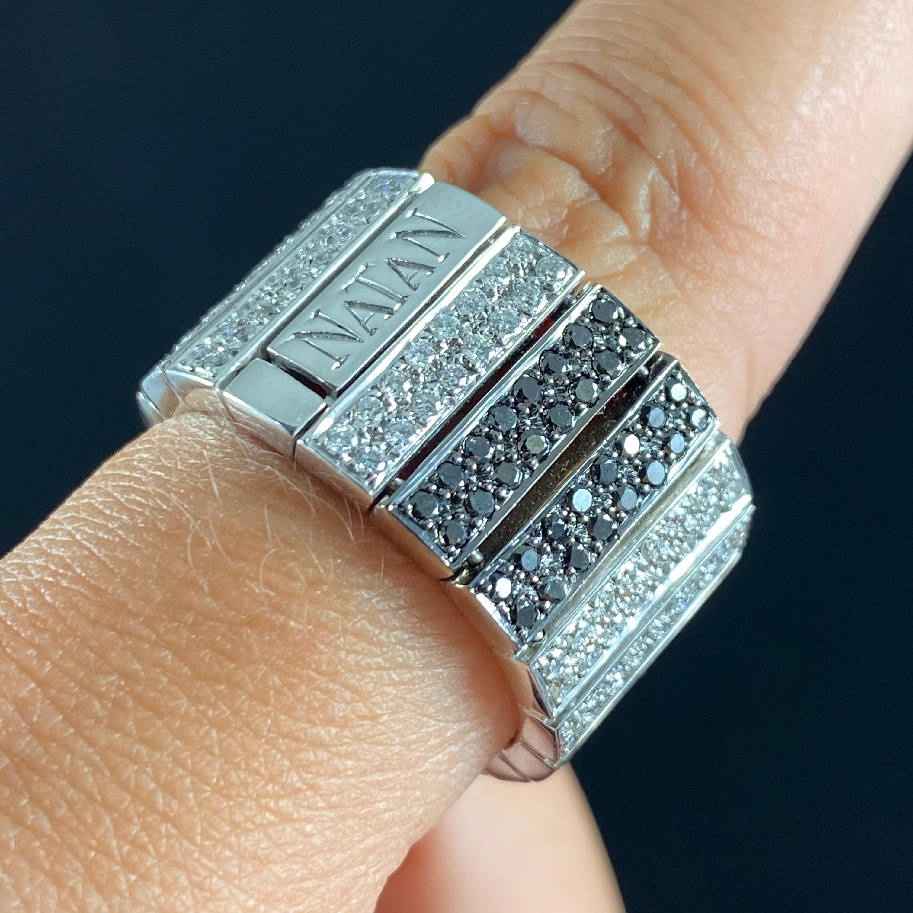 Natan Farbloser, geometrischer Weißgold-Ring mit schwarzem Fancy-Diamant, Brasilien im Angebot 4