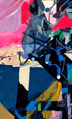 Contemporary Abstract Figurative Composition in a circle, 115X115 cm, Excellent