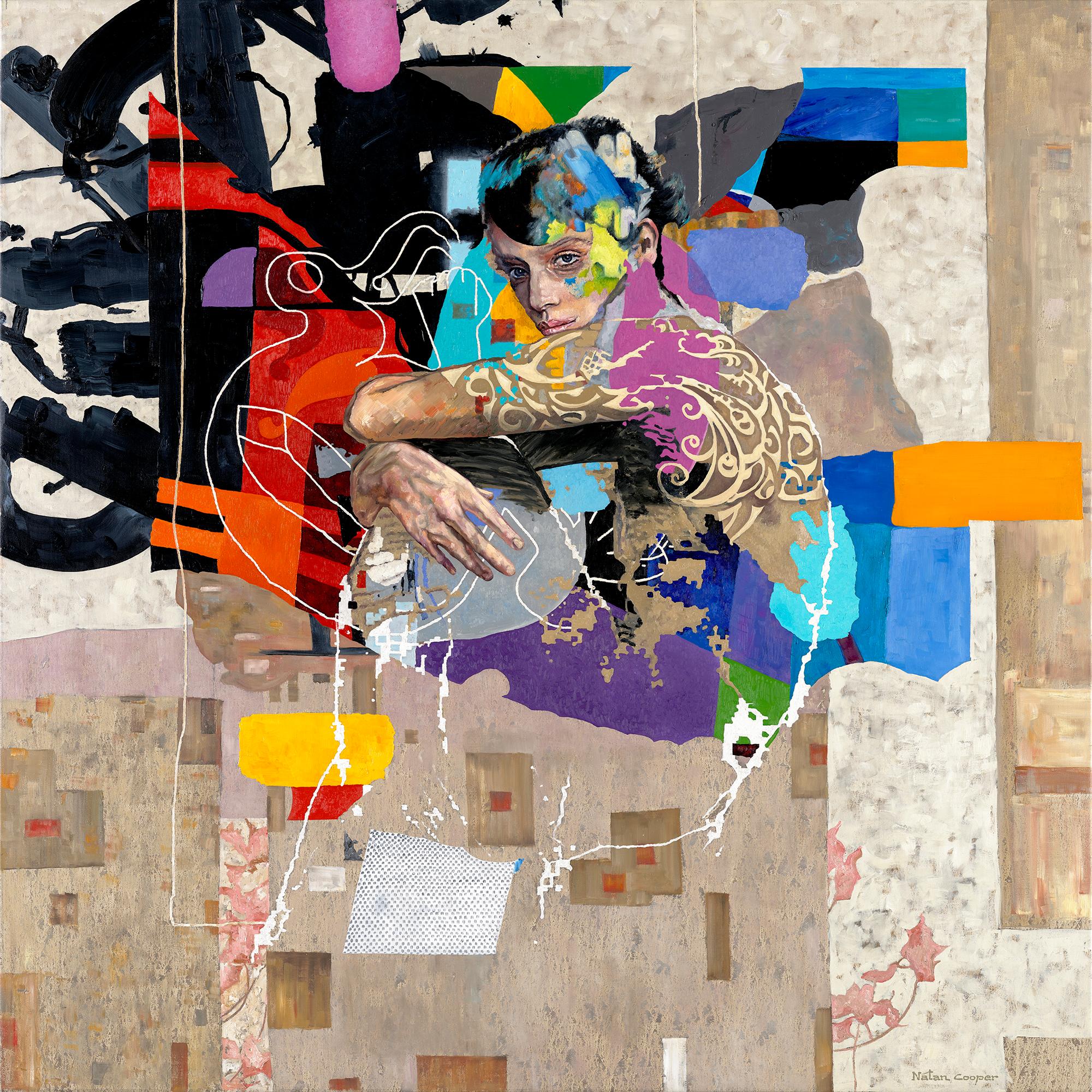 Contemporary Abstract Figurative Graffiti, 115X115 cm, Excellent