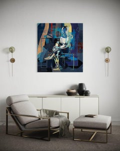 Observación figurativa abstracta contemporánea, 120X112 cm, Excelente