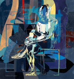 Contemporary Abstract Figurative Observation, 120X112 cm, Excellent