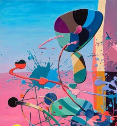 Contemporary Abstract Figurative Vase Painting, 130x92 cm, Excellent