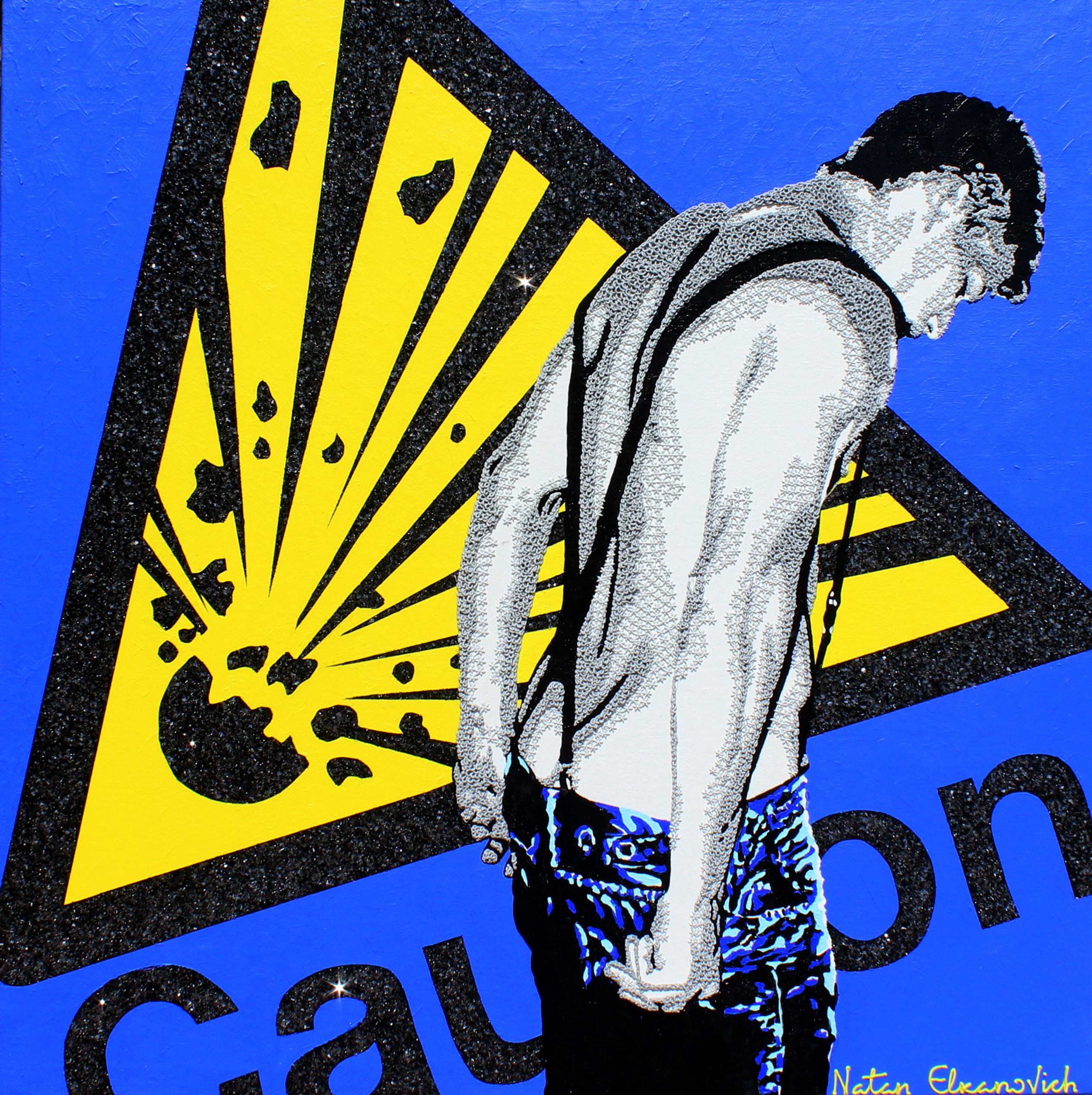 Caution - Channing Tatum - Mixed Media Art by Natan Elkanovich