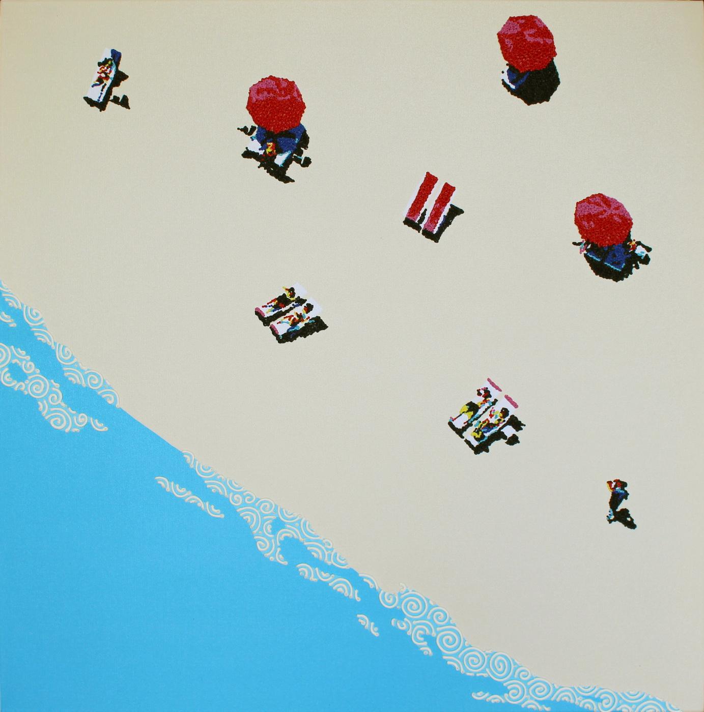Natan Elkanovich Landscape Painting - Aerial beach 1 - landscape painting
