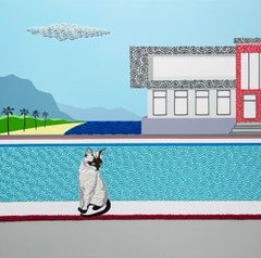 Siamese cat - landscape painting