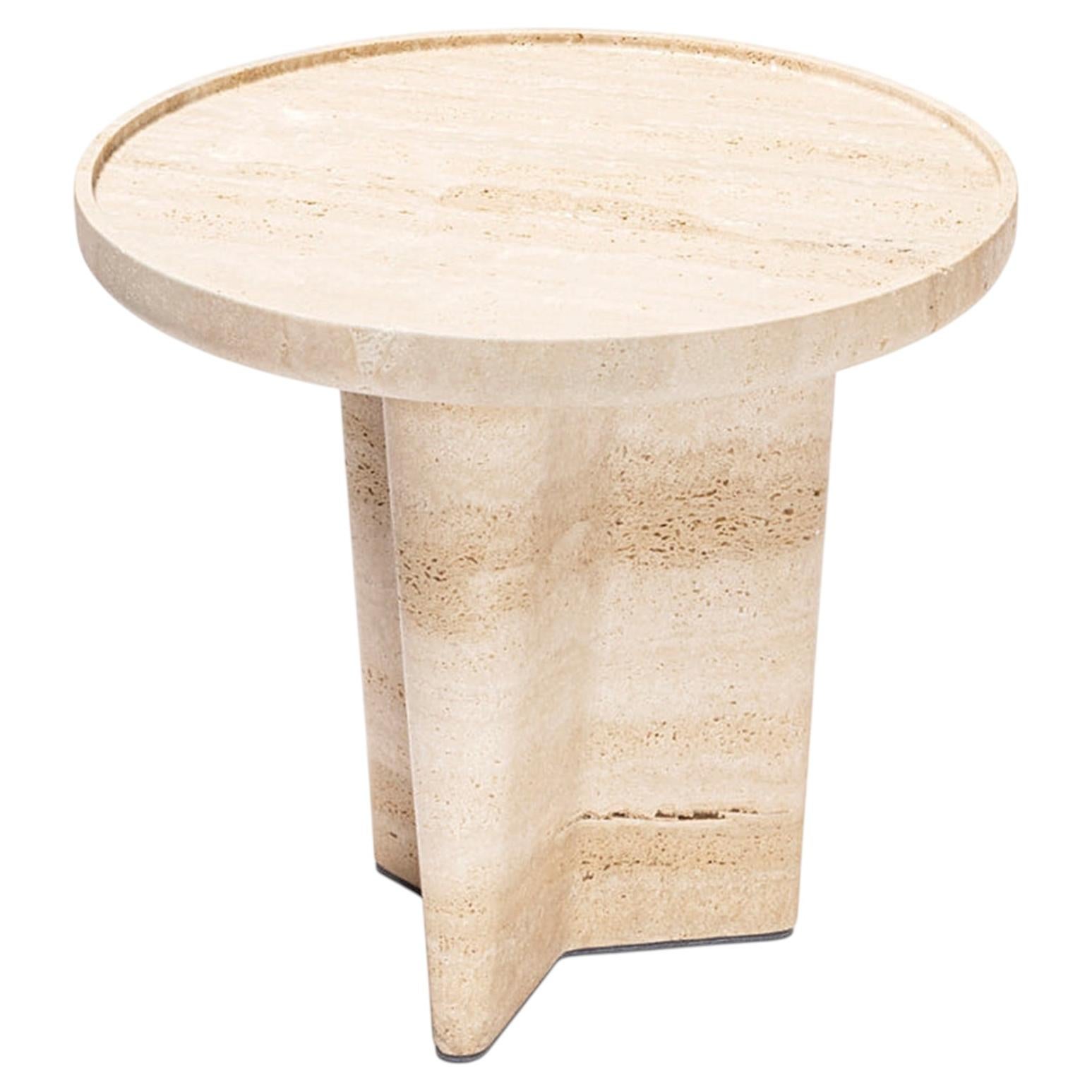 Natana Medium Travertine Side Table For Sale