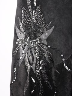 Natasa Dusseldorf St Tropez Suede Midi Skirt Star Patchwork Embellishment 1980s